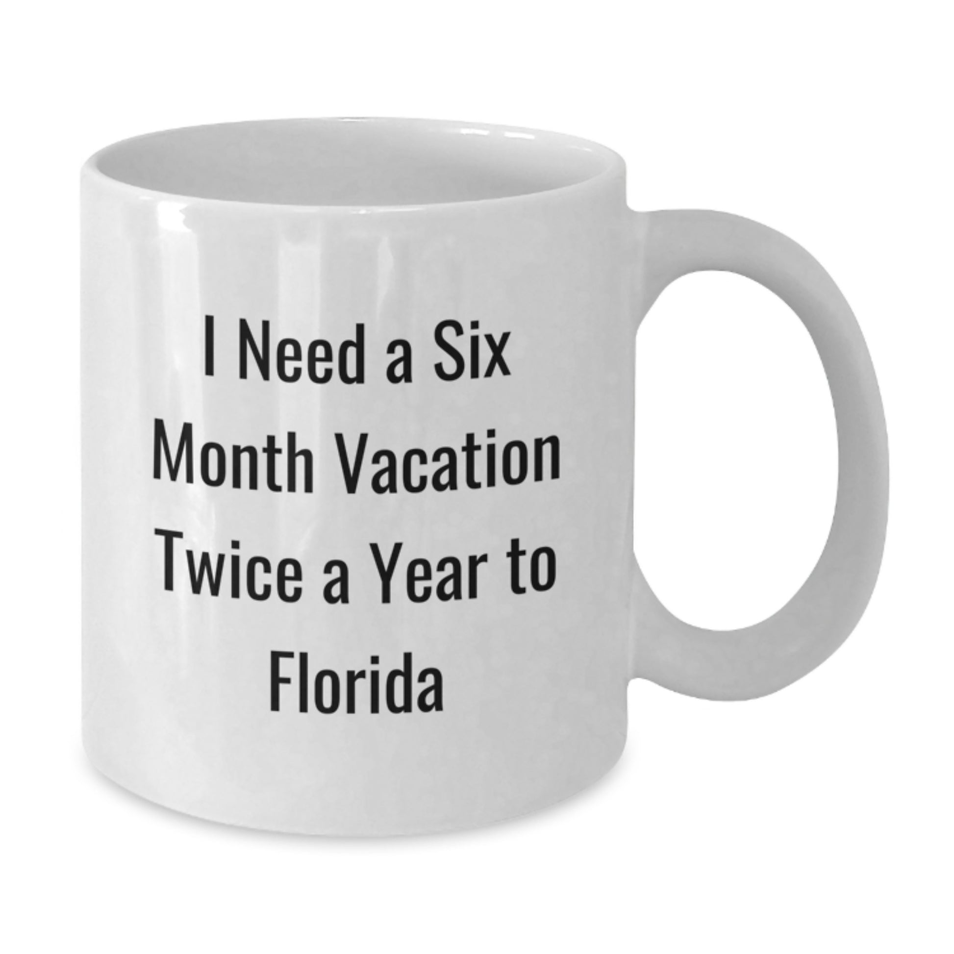 Florida Fun White Coffee Mug - I Need A Six Month Vacation Twice A Year To Florida, Funny Gifts from Friends to Family, Birthday Unique Gifts for Women, Men, Florida Enthusiasts - Additional
