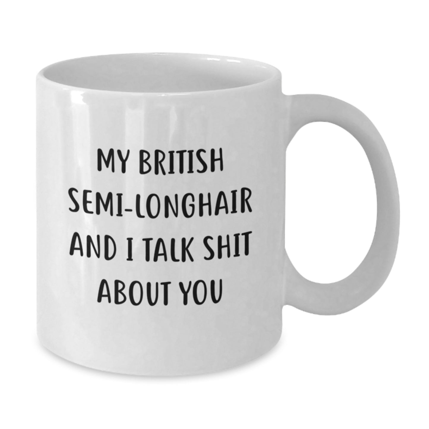 British Semi-Longhair Cat White Coffee Mug Funny Gifts for Her from Friends on Christmas, My British Semi-longhair And I Talk Shit About You Quote White Ceramic Mug - Additional