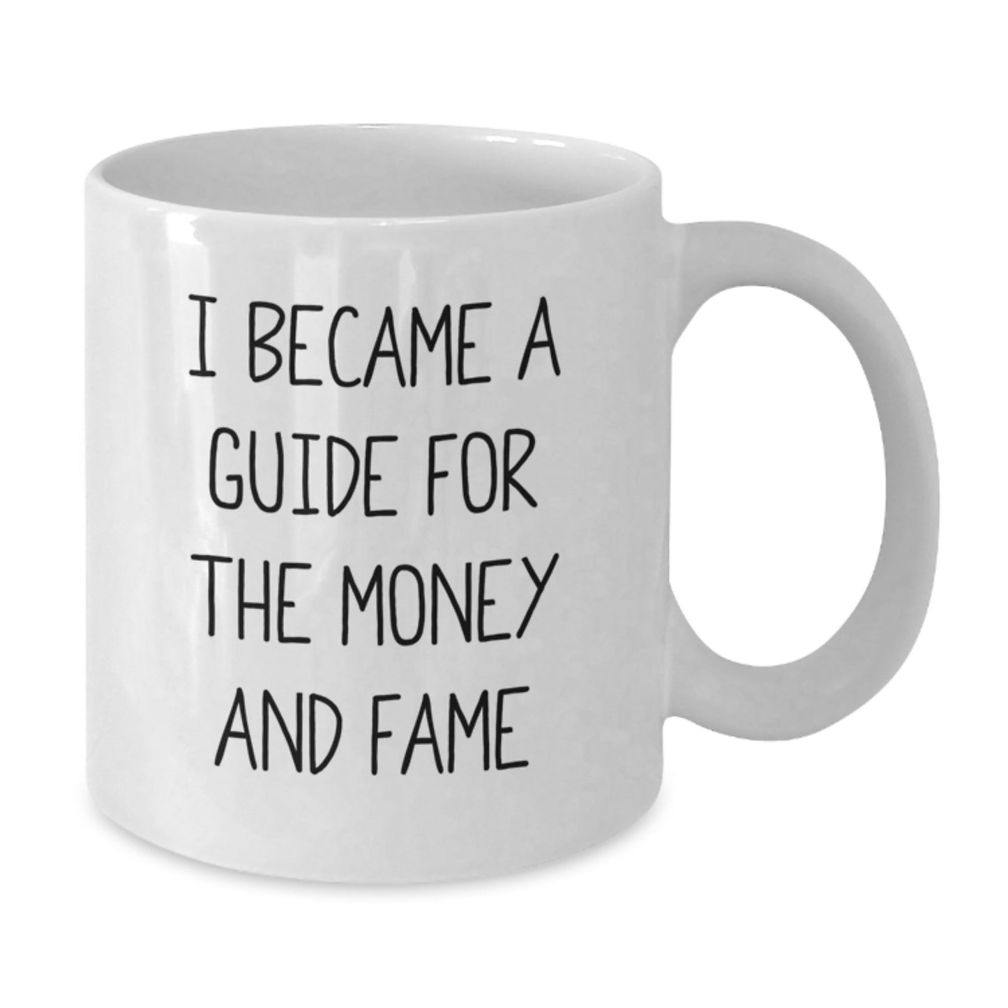 Funny Guide Gifts from Friends, Unique Birthday Presents for Guide, White Coffee Mug - 'I Became A Guide For The Money And Fame' - Additional