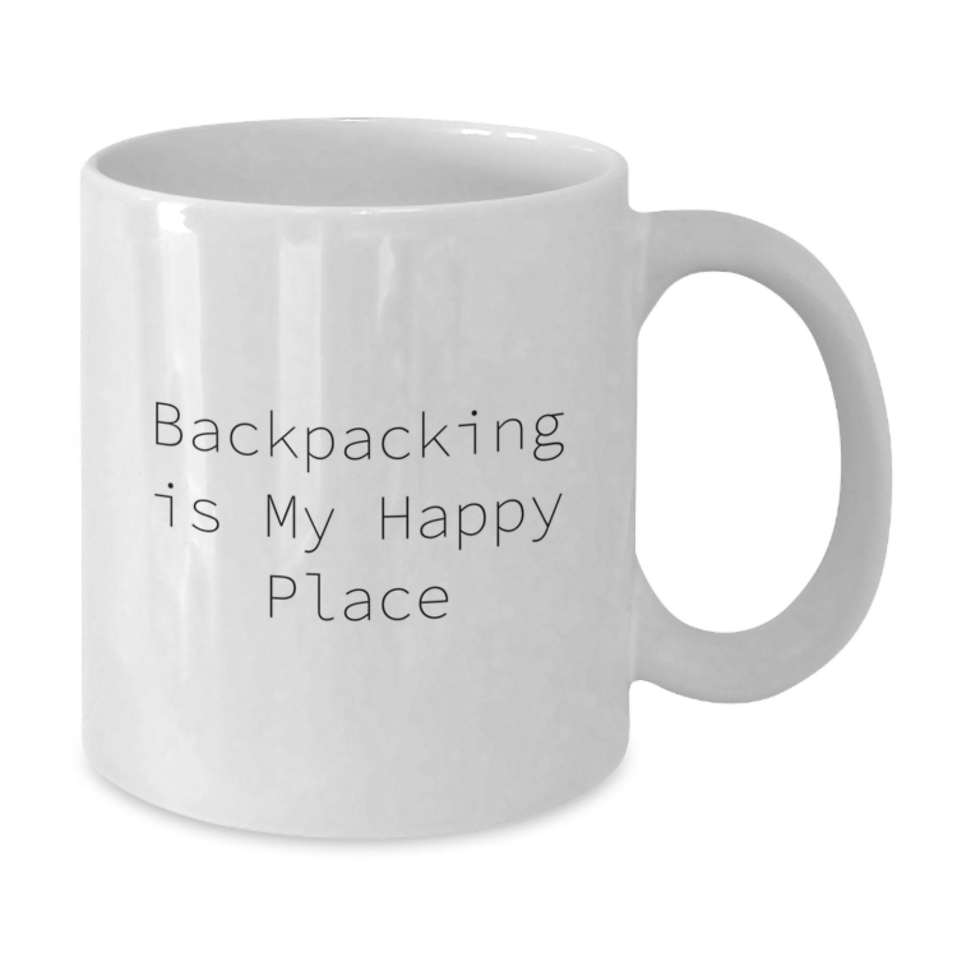 Backpacking Gifts for Friends White Coffee Mug - Backpacking Is My Happy Place - Perfect for Birthday Unique Gifts from Friends to Family - Additional