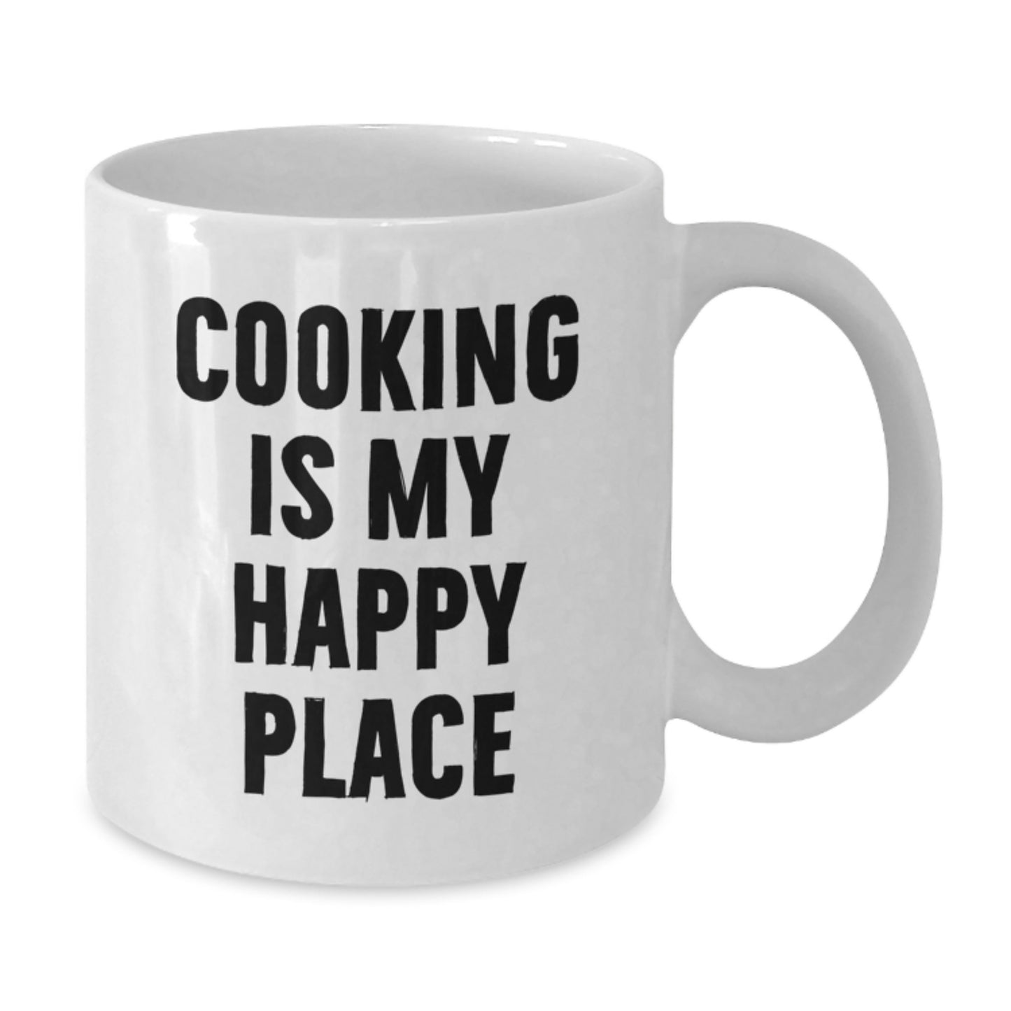 Funny Cooking Quotes White Coffee Mug Gifts from Men to Cooking Lovers on Valentine's - 'Cooking Is My Happy Place' Mug, White Ceramic, 11oz or 15oz - Additional