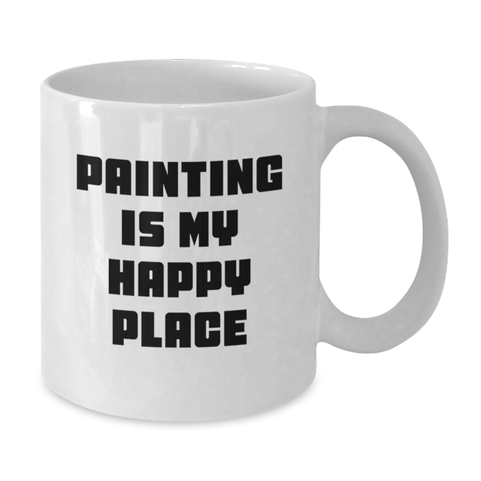 Funny Painting Gifts for Graduates, White Coffee Mugs, 'Painting Is My Happy Place', Unique Gifts from Friends, Family, or Coworkers - Additional