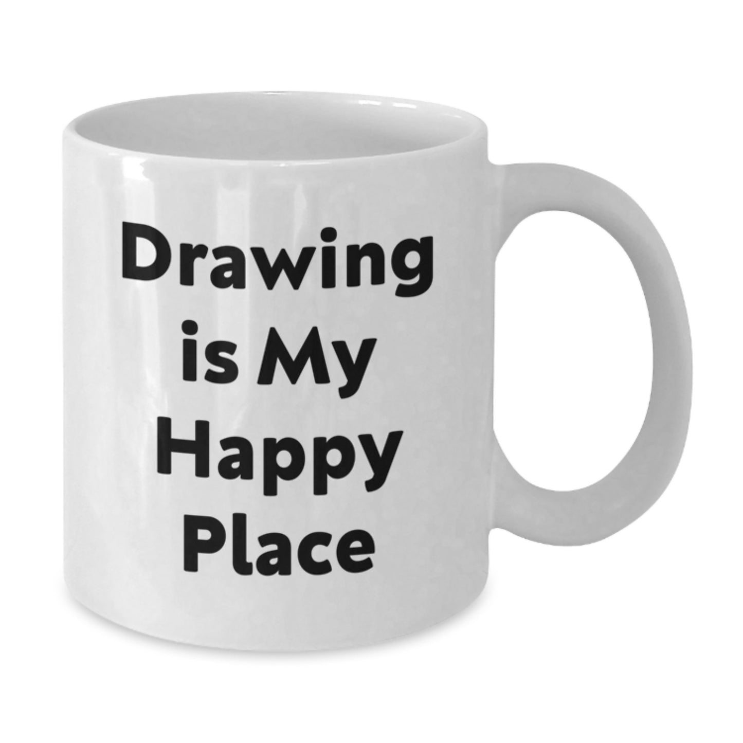 Funny Gifts from Men to Friends who Love Drawing, 'Drawing Is My Happy Place' White Coffee Mug for Valentine's - Additional