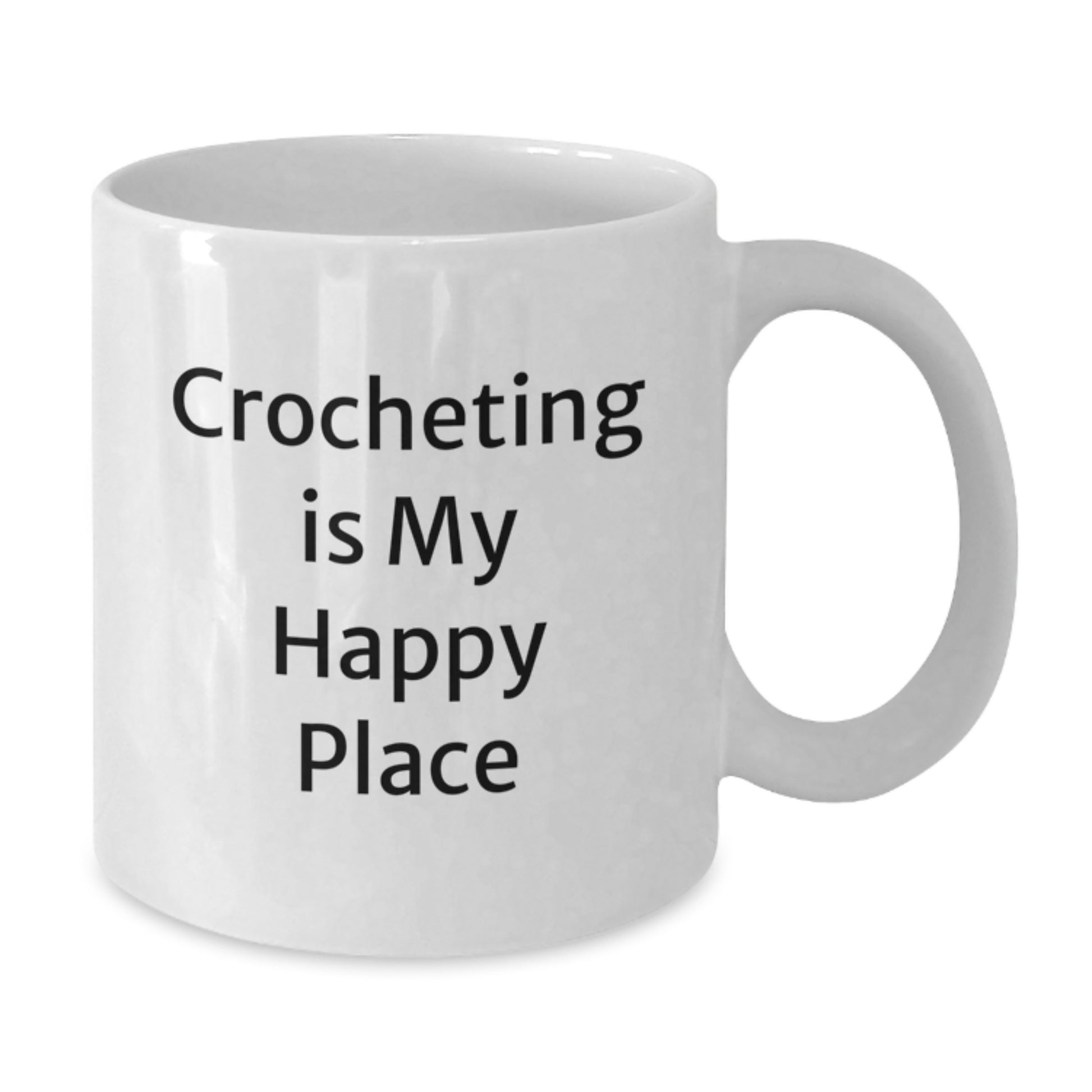 Crocheting Gifts from Friends to Family Members, Funny Quote 'Crocheting Is My Happy Place', White Coffee Mug, Birthday Unique Gift - Additional
