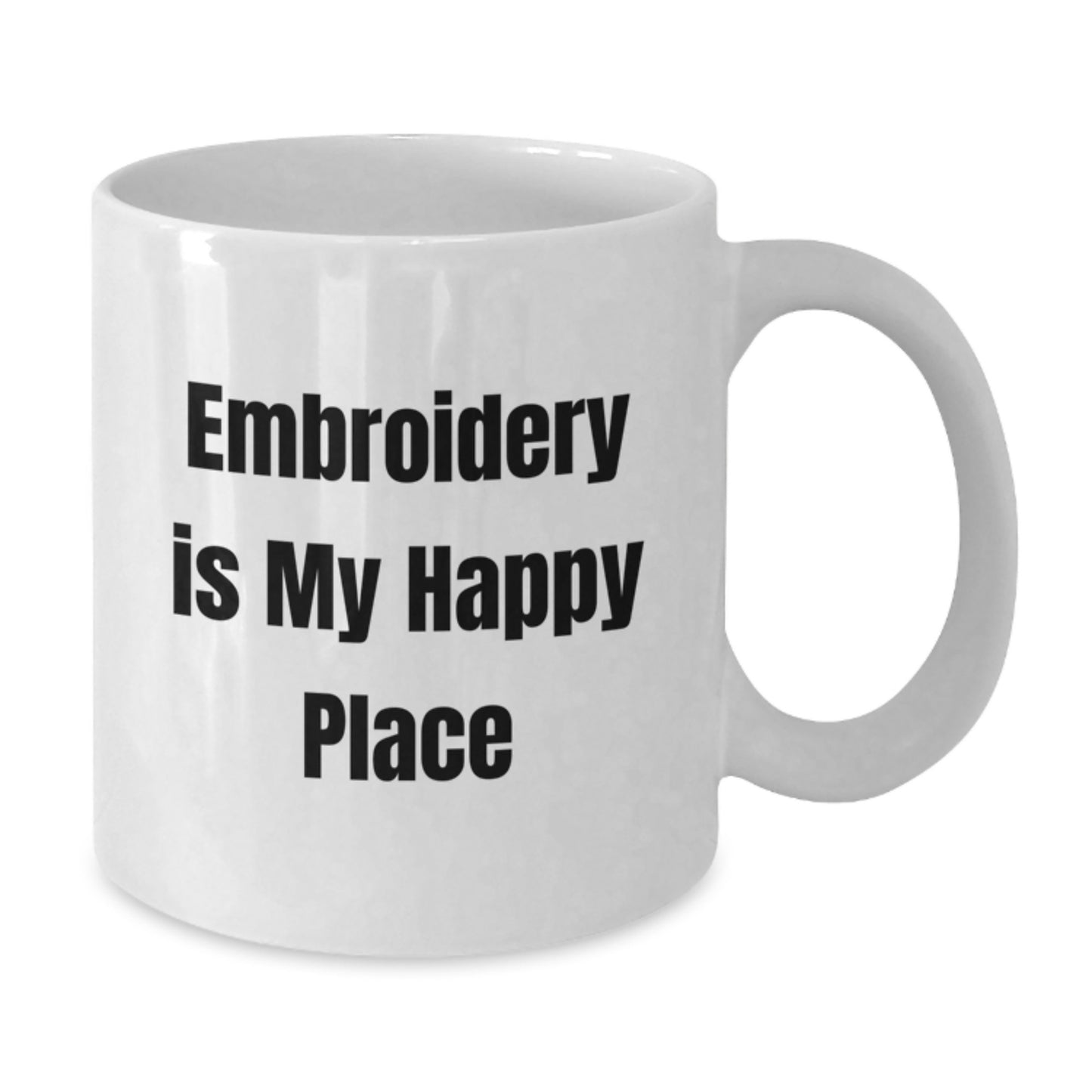 Funny Embroidery Gifts for Women from Friends with 'Embroidery Is My Happy Place' Quote on White Coffee Mug, Birthday Unique Gifts - Additional