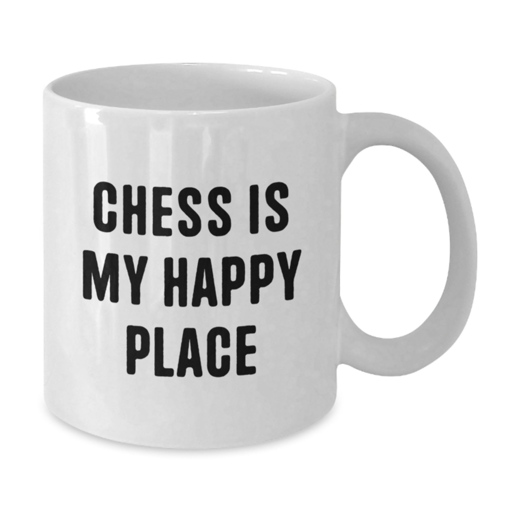 Funny Chess Quotes White Coffee Mug, Gifts for Chess Lovers from Family, Father's Day Unique Mug for Dad, Inspirational 'Chess Is My Happy Place' - Additional