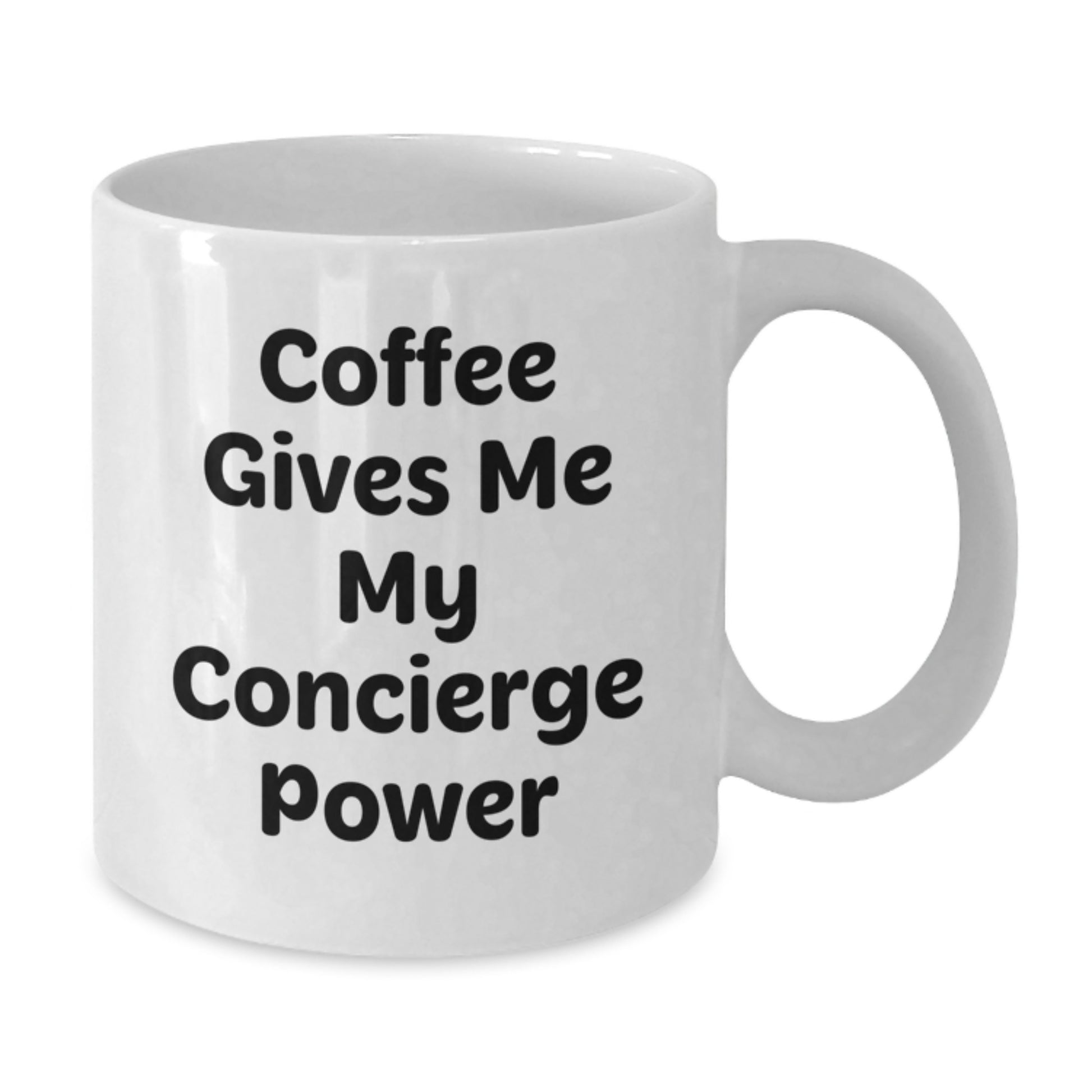 Funny Concierge Gifts for Men, White Coffee Mug, Coffee Gives Me My Concierge Power - Unique Graduation Gifts from Family, Friends, or Coworkers - Additional