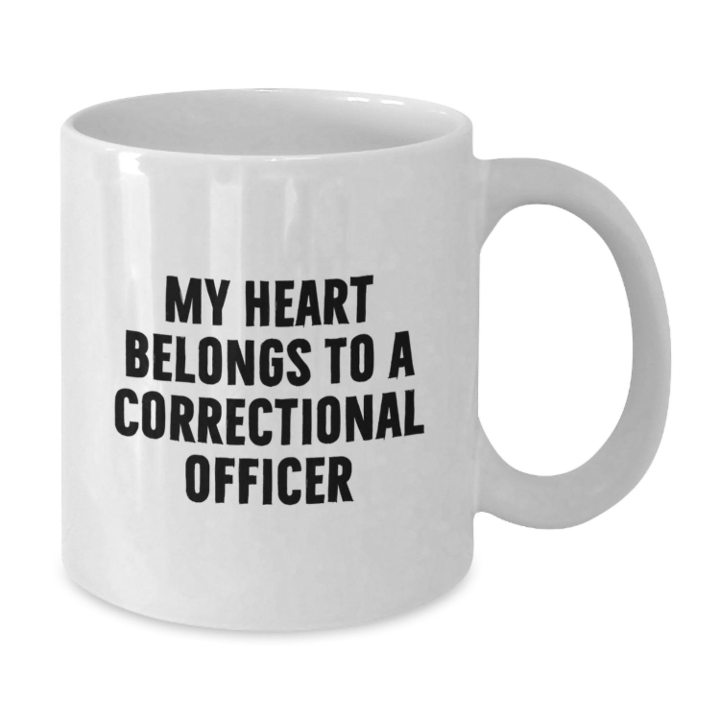 Funny Correctional Officer Gifts from Family to Graduating Correctional Officer Men, Correctional Officer White Coffee Mug, My Heart Belongs To A Correctional Officer - Additional