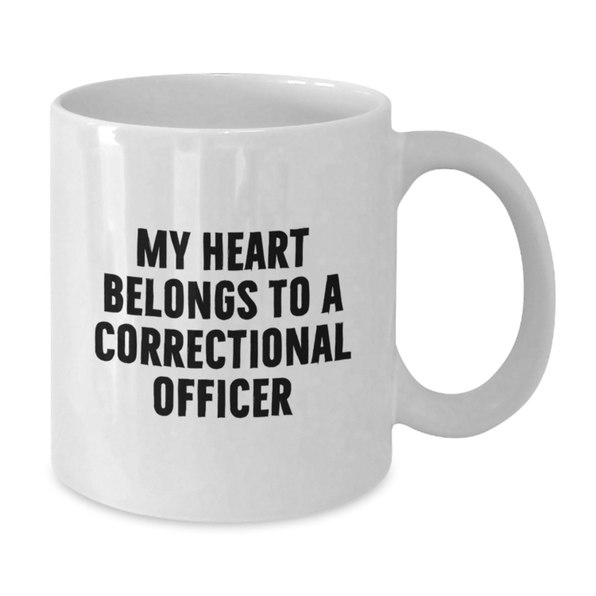 Funny Correctional Officer Gifts from Family to Graduating Correctional Officer Men, Correctional Officer White Coffee Mug, My Heart Belongs To A Correctional Officer - Additional