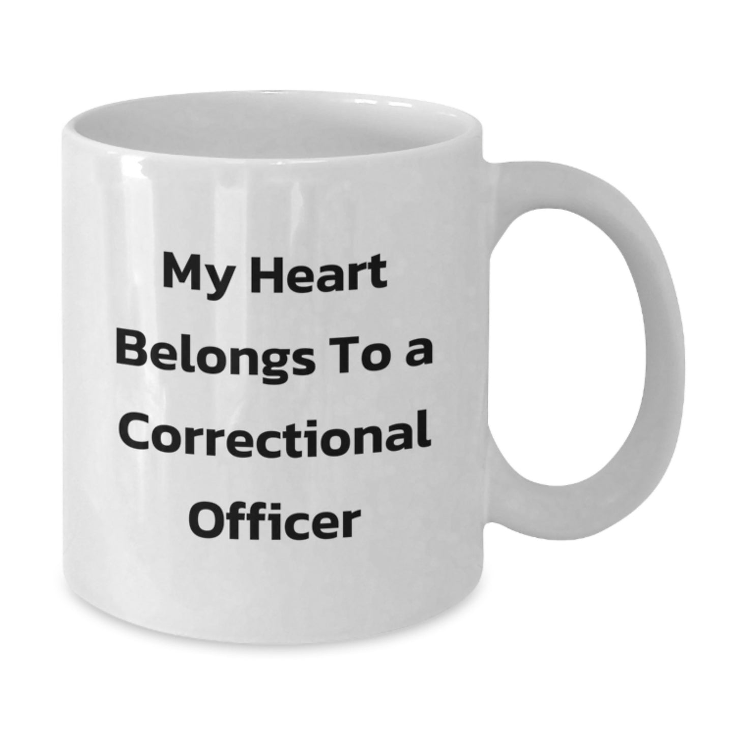 Funny Correctional Officer Gifts for Him, White Coffee Mug Gifts from Friends, 'My Heart Belongs To A Correctional Officer' Quote - Additional