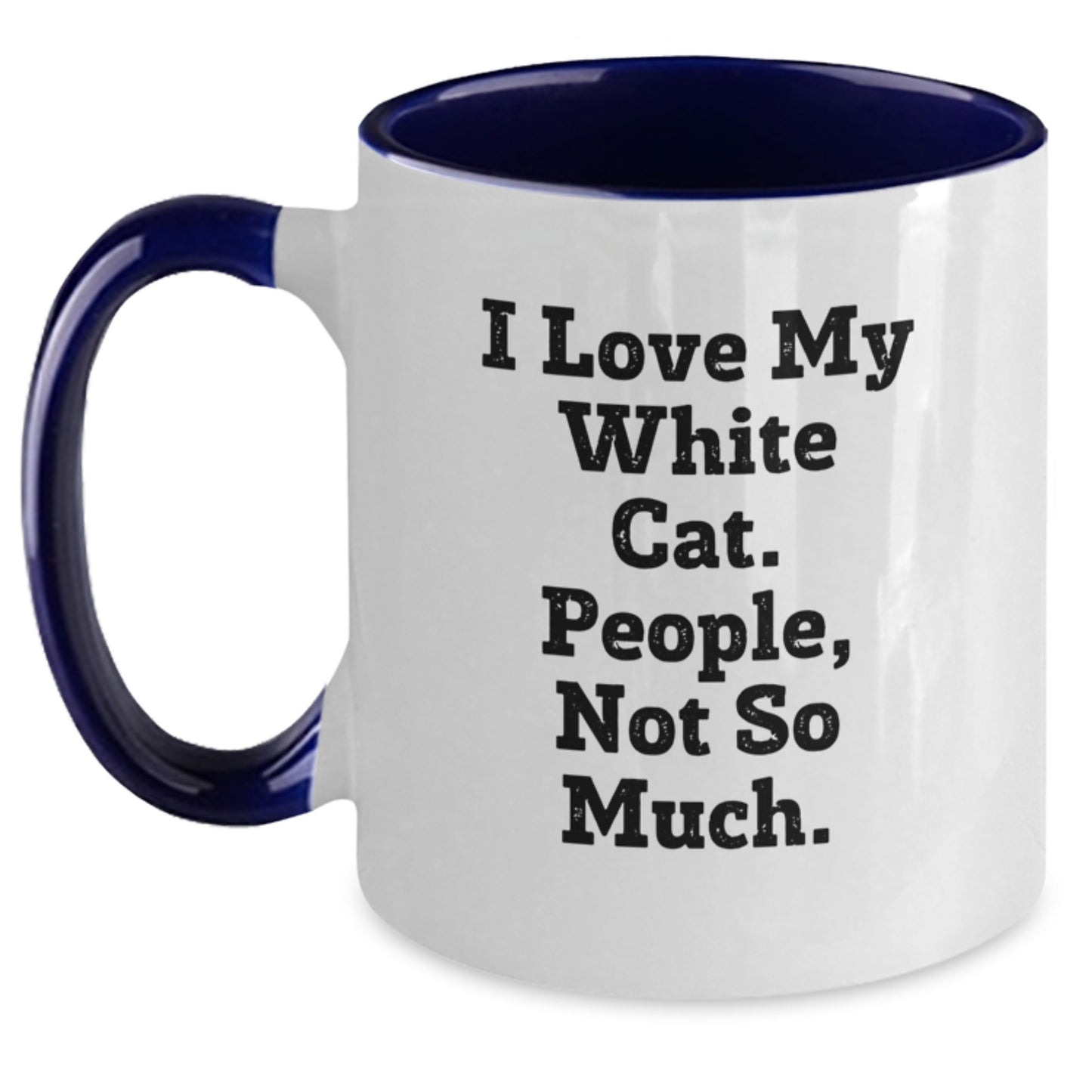 Funny White Cat Lover Gifts from Friends for Christmas Unique White Cat Two Tone Coffee Mug - Main