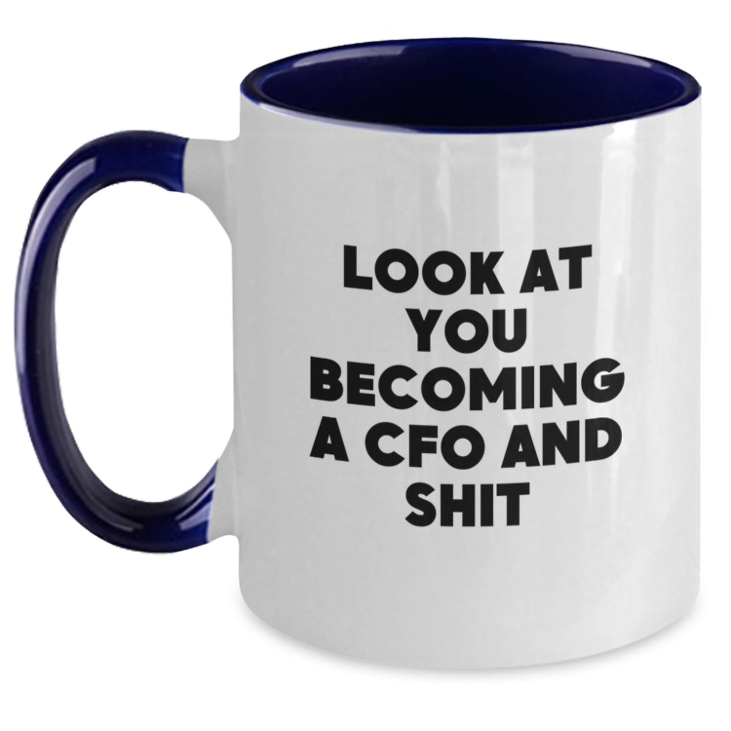 Funny CFO Gifts from Friends and Family Graduation Unique Celebration Two Tone Coffee Mug with 'Look At You Becoming A Cfo And Shit' Quote for CFO and Men and Women - Main