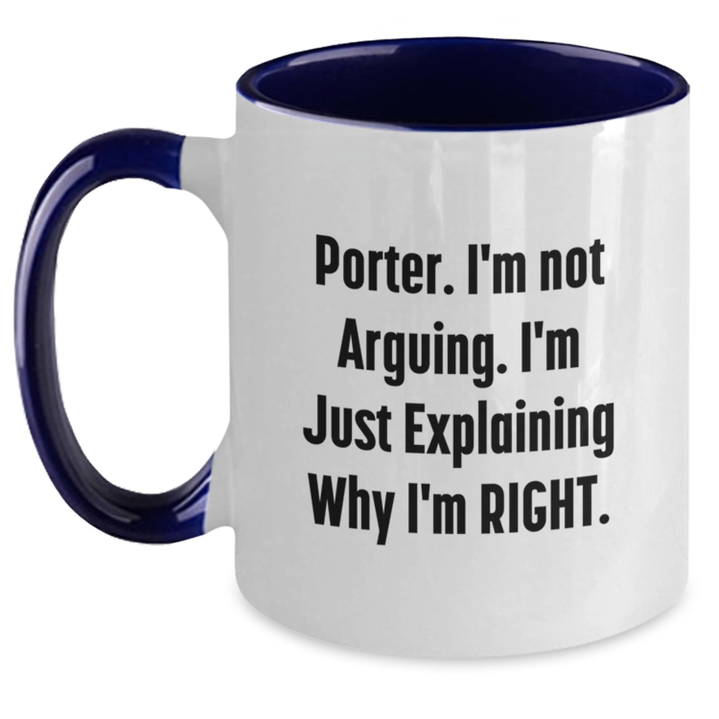Funny Porter Gifts from Friends Two Tone Coffee Mug, Perfect Birthday Unique Gifts for Porter, Best Friends, or Family - Main