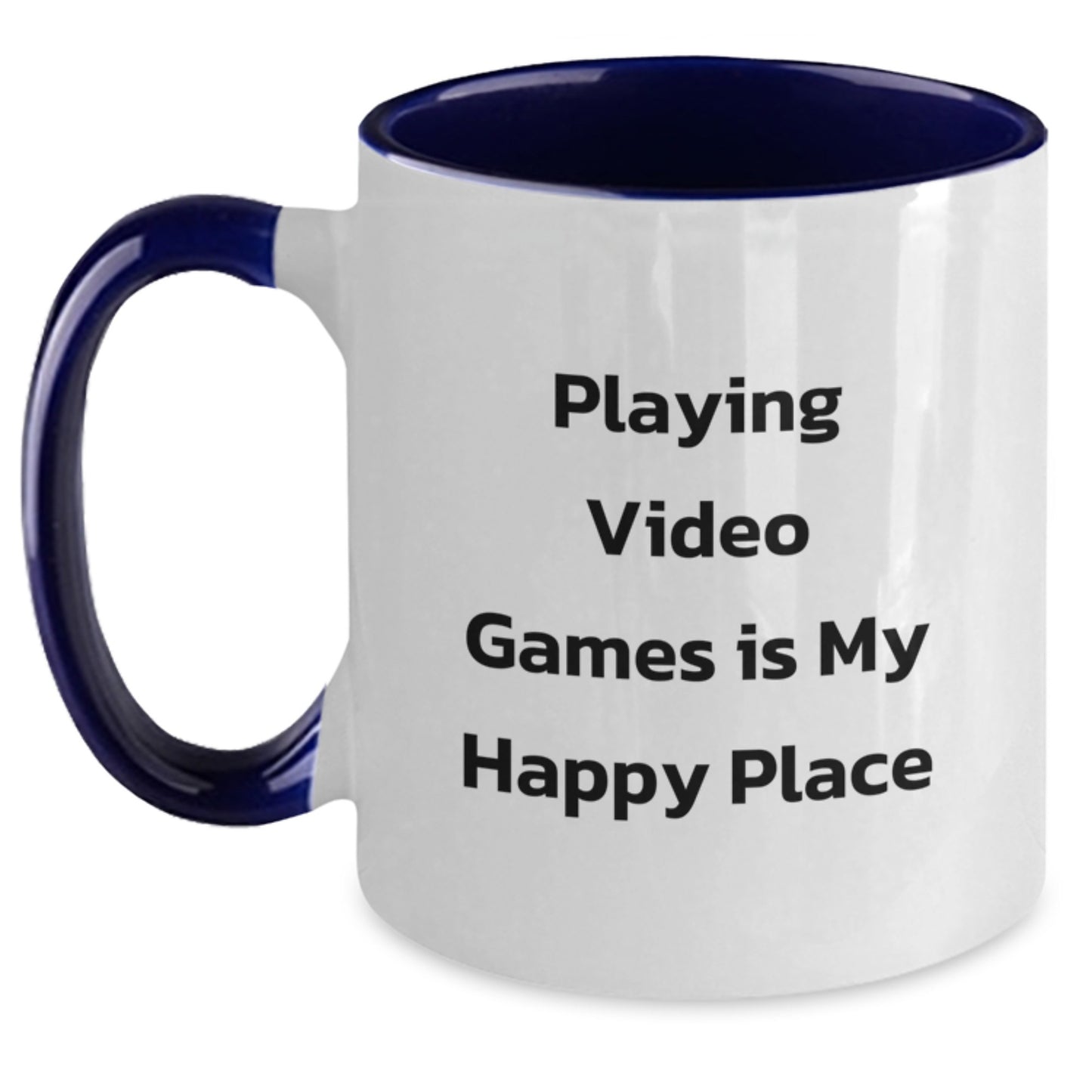 Funny Playing Video Games Gifts for Friends or Family, Two Tone Coffee Mug, 'Playing Video Games Is My Happy Place' Quote, Christmas Unique Gifts - Main