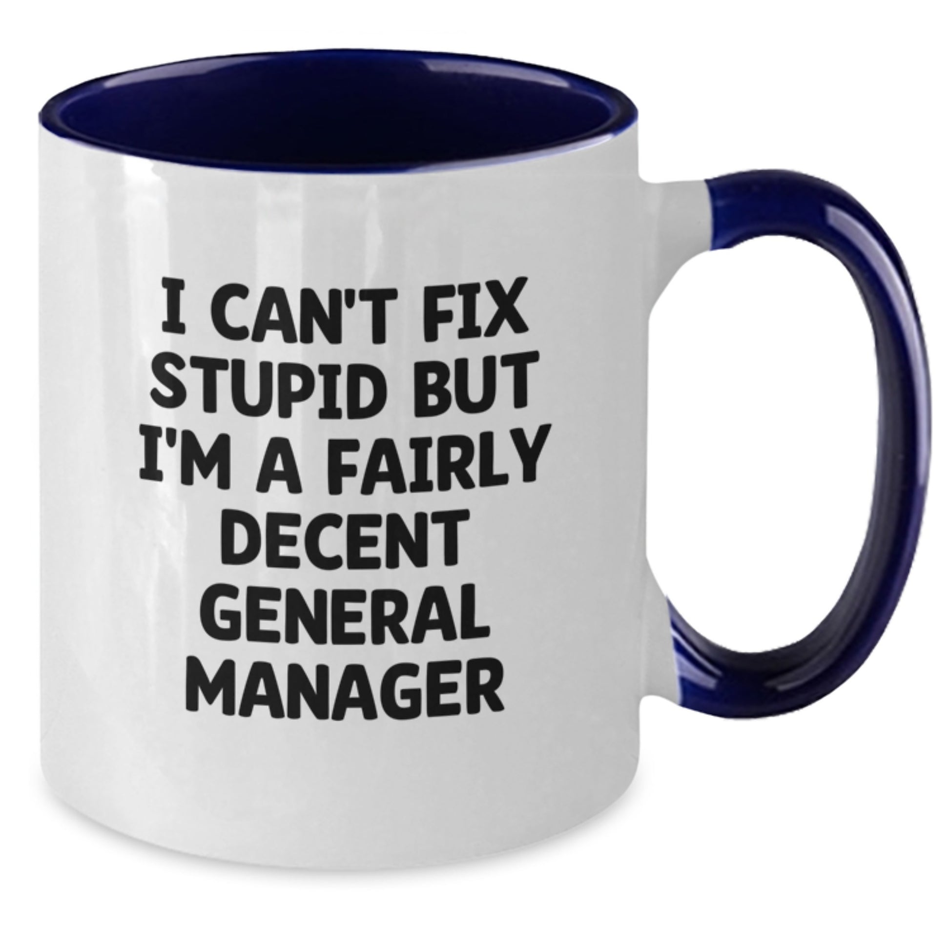 Funny General Manager Gifts, Two Tone Coffee Mugs, I Can't Fix Stupid But I'm A Fairly Decent General Manager, Gifts from Friends, Gifts for General Manager - Additional
