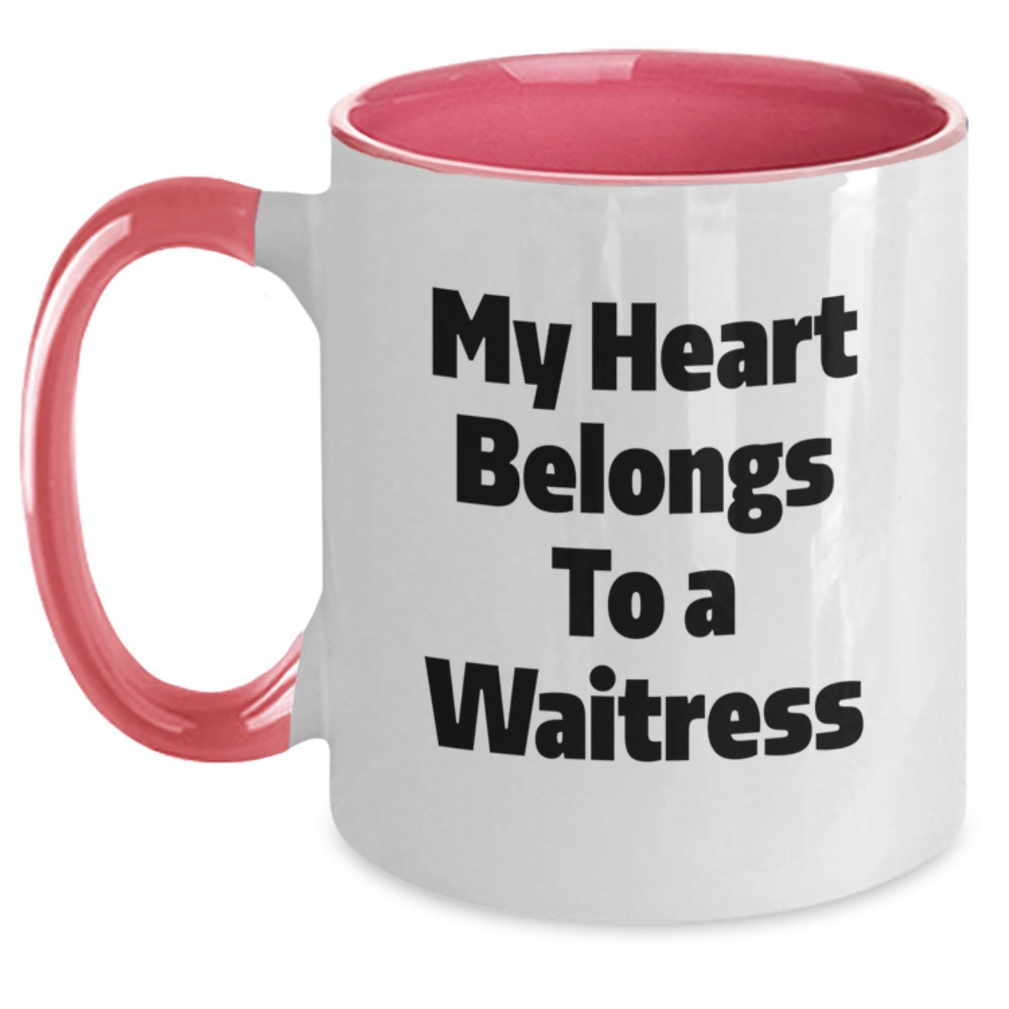 Funny Waitress Gifts for Graduation - Two Tone Coffee Mug, My Heart Belongs To A Waitress Quote Gifts from Friends to Waitress - Main