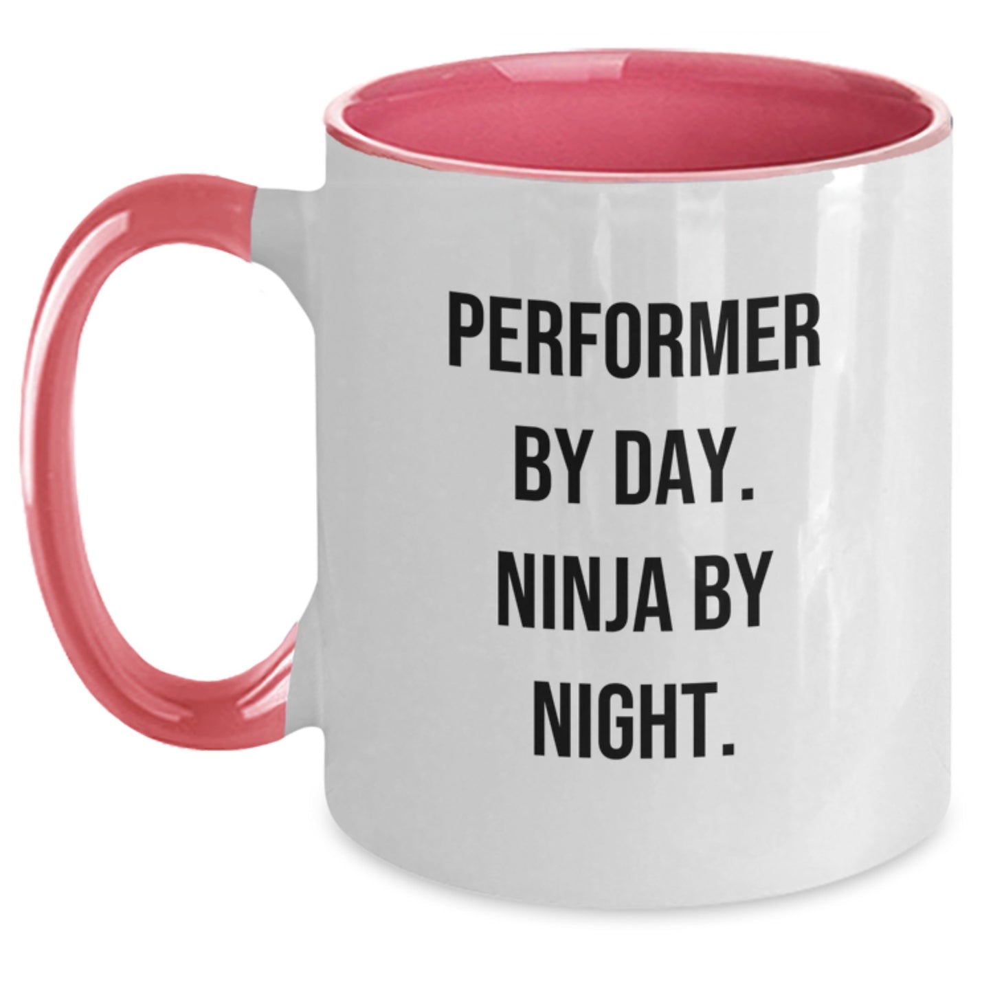 Funny Performer Gifts for Men Friends and Family - 'Performer By Day. Ninja By Night.' Two Tone Coffee Mug, Christmas Unique Presents - Main