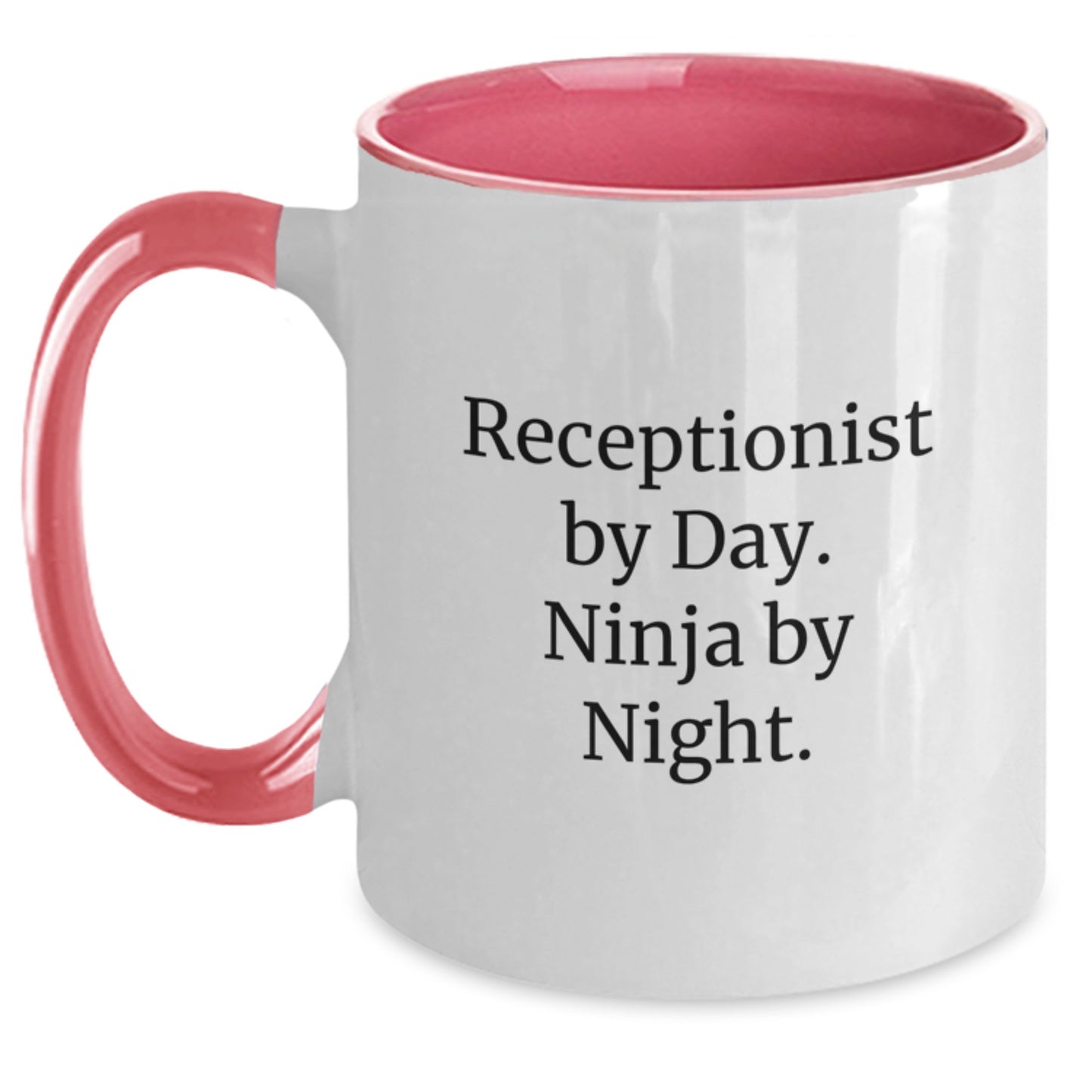 Funny Gifts from Friends for Receptionist Unique Christmas Unique Mugs, Receptionist By Day. Ninja By Night. Two Tone Coffee Mug - Main