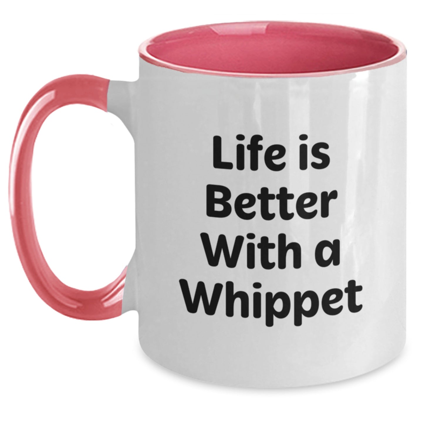 Whippet Dog Lovers Gifts from Friends and Family for Whippet Dog Birthday Unique Mugs Funny Quote Life Is Better With A Whippet Red And White Two Tone Coffee Mug - Main