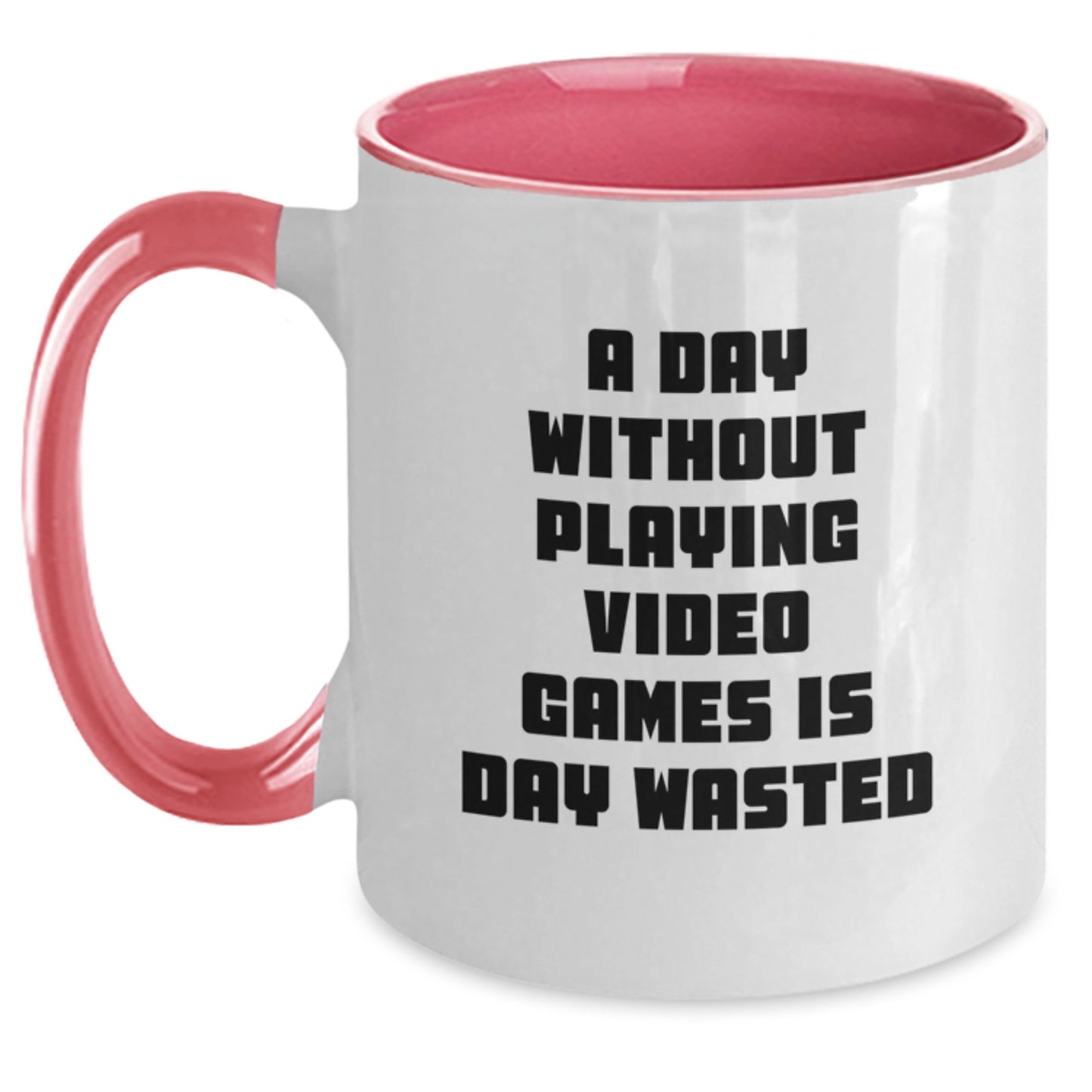 Funny Coffee Mugs for Playing Video Games Enthusiasts, Gifts from Friends for Birthday Unique Presents, Two Tone Mug, A Day Without Playing Video Games Is Day Wasted - Main