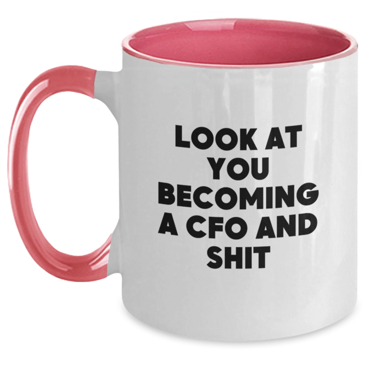 Funny CFO Gifts from Friends and Family Graduation Unique Celebration Two Tone Coffee Mug with 'Look At You Becoming A Cfo And Shit' Quote for CFO and Men and Women - Main