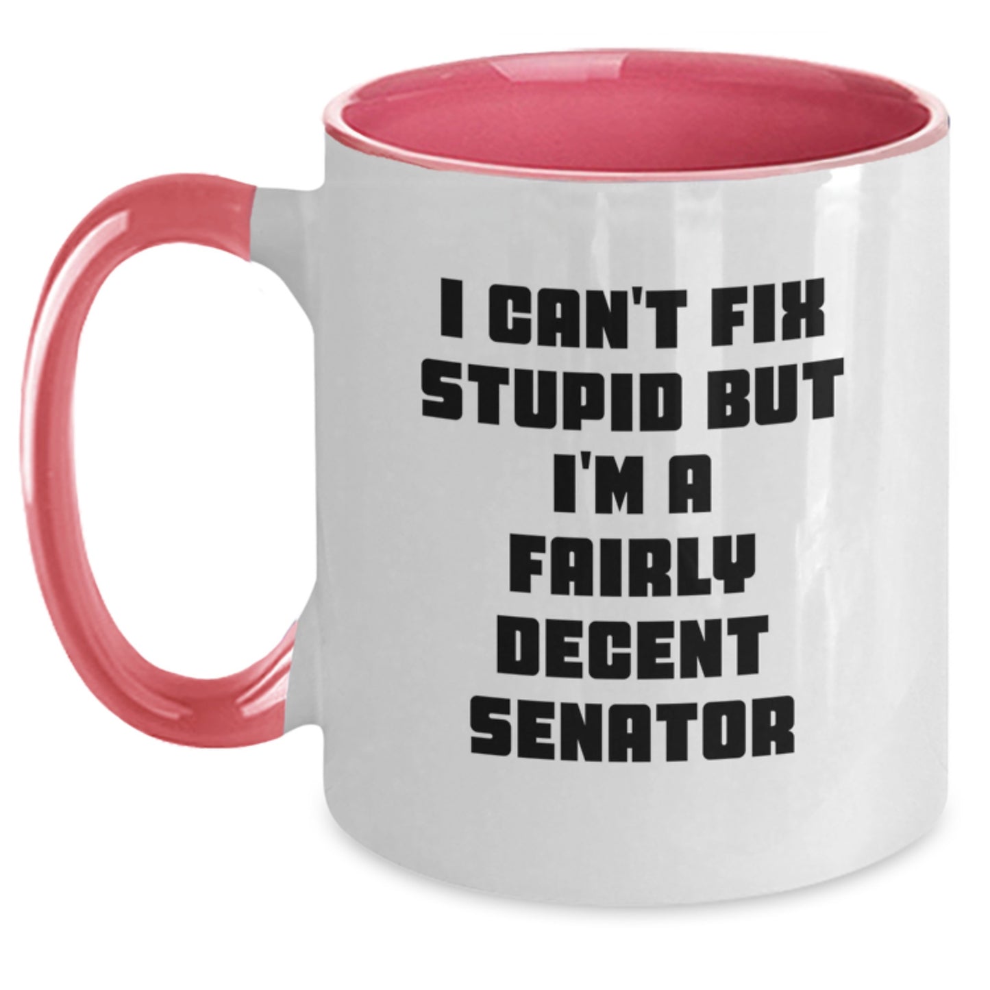 Senator Gifts for Men Funny Two Tone Coffee Mug I Can't Fix Stupid But I'm A Fairly Decent Senator Gifts from Family and Friends - Main