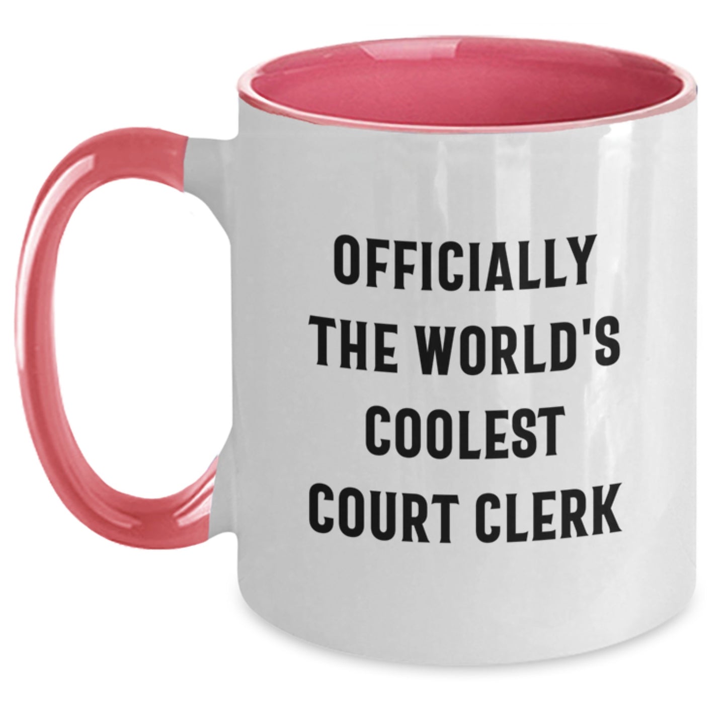 Funny Court Clerk Gifts for Men, Women, and Friends - Unique Two Tone Coffee Mug for Christmas Unique Gifts from Family, Coworkers, and Loved Ones - Officially The World's Coolest Court Clerk - Main