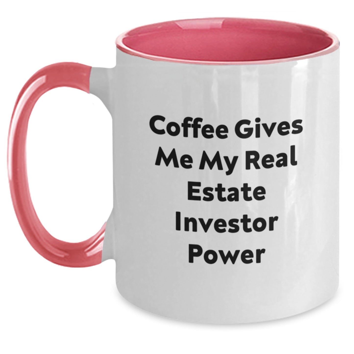 Funny Real Estate Investor Gifts for Men - Coffee Gives Me Power Two Tone Coffee Mug, Birthday Unique Gifts for Real Estate Investor Friends from Family - Main