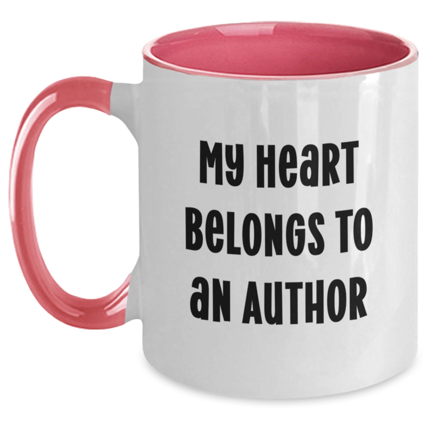 Funny Author Gifts from Friends to Author - My Heart Belongs To An Author Two Tone Coffee Mug - Birthday Unique Gifts for Author - Main