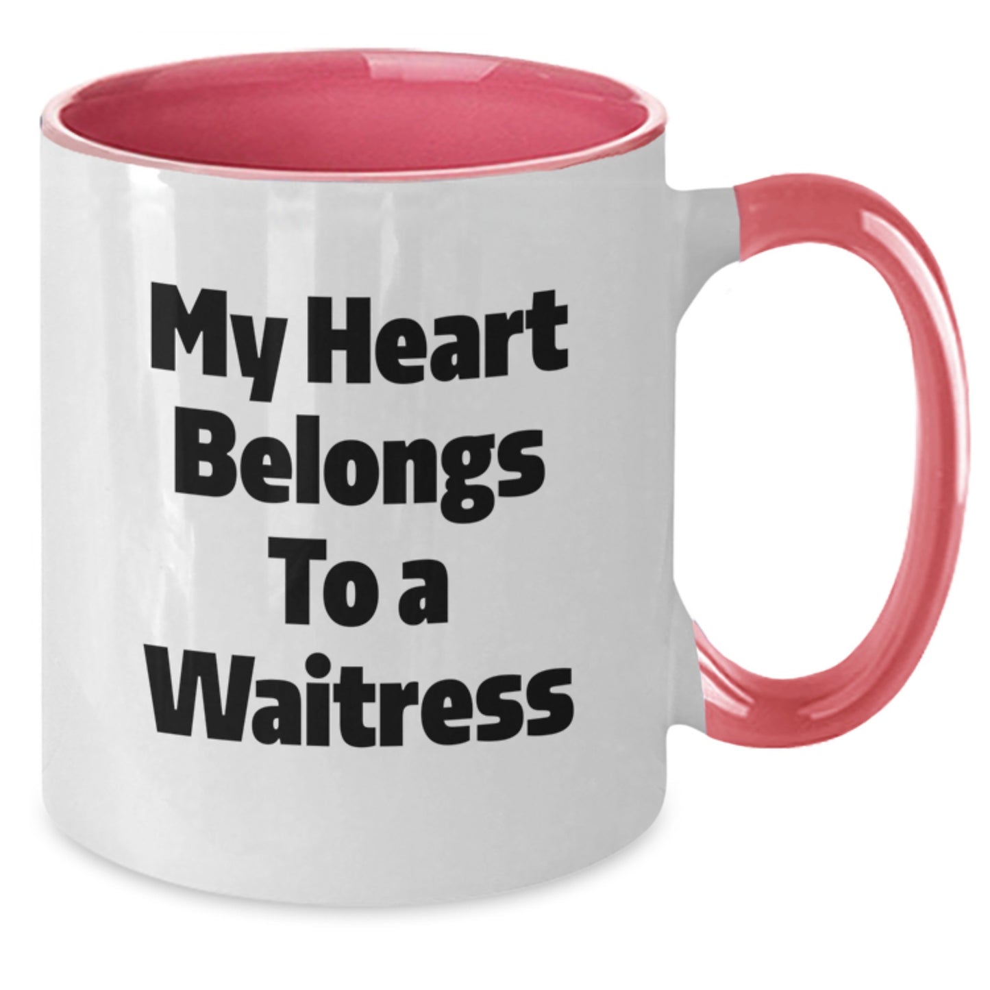 Funny Waitress Gifts for Graduation - Two Tone Coffee Mug, My Heart Belongs To A Waitress Quote Gifts from Friends to Waitress - Additional