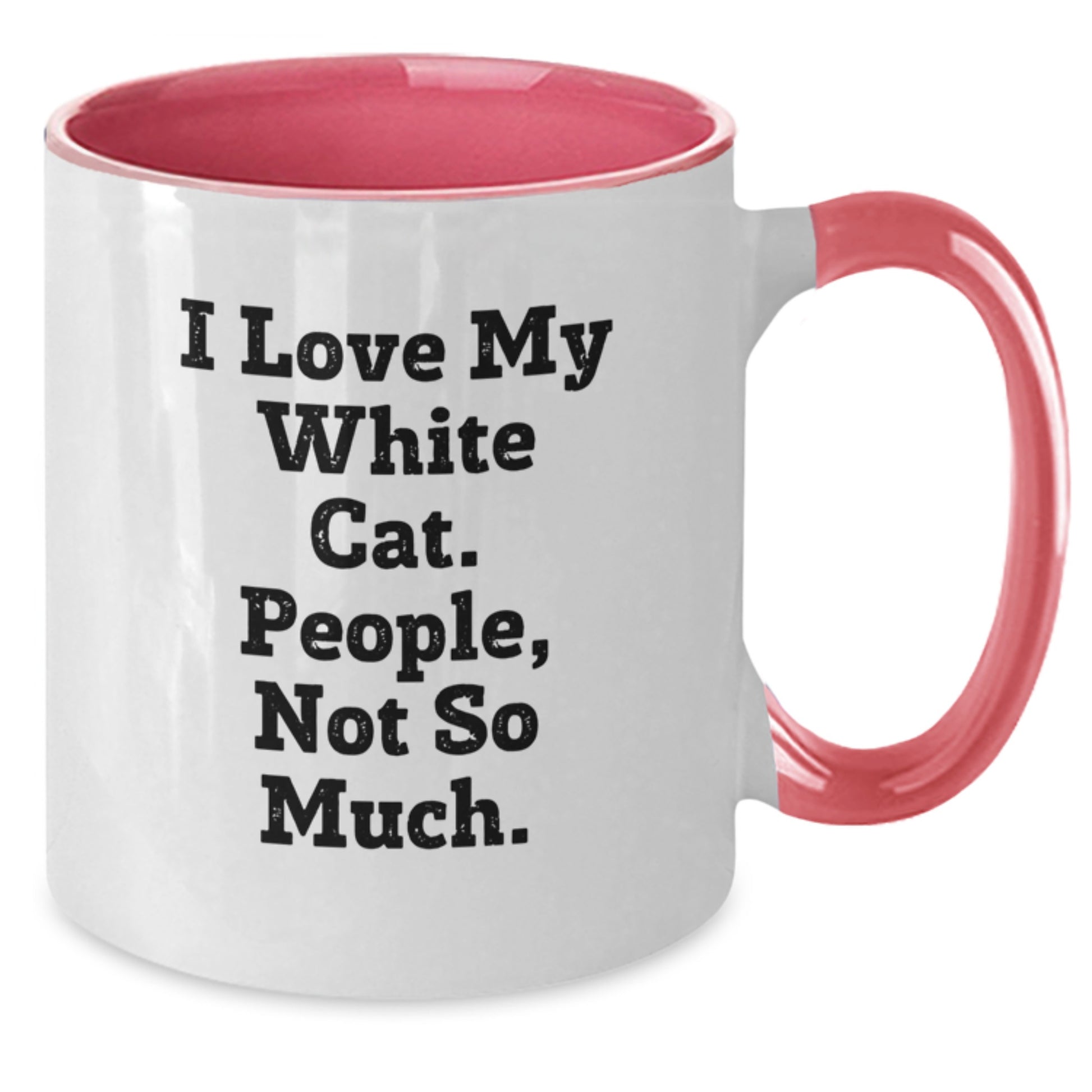 Funny White Cat Lover Gifts from Friends for Christmas Unique White Cat Two Tone Coffee Mug - Additional