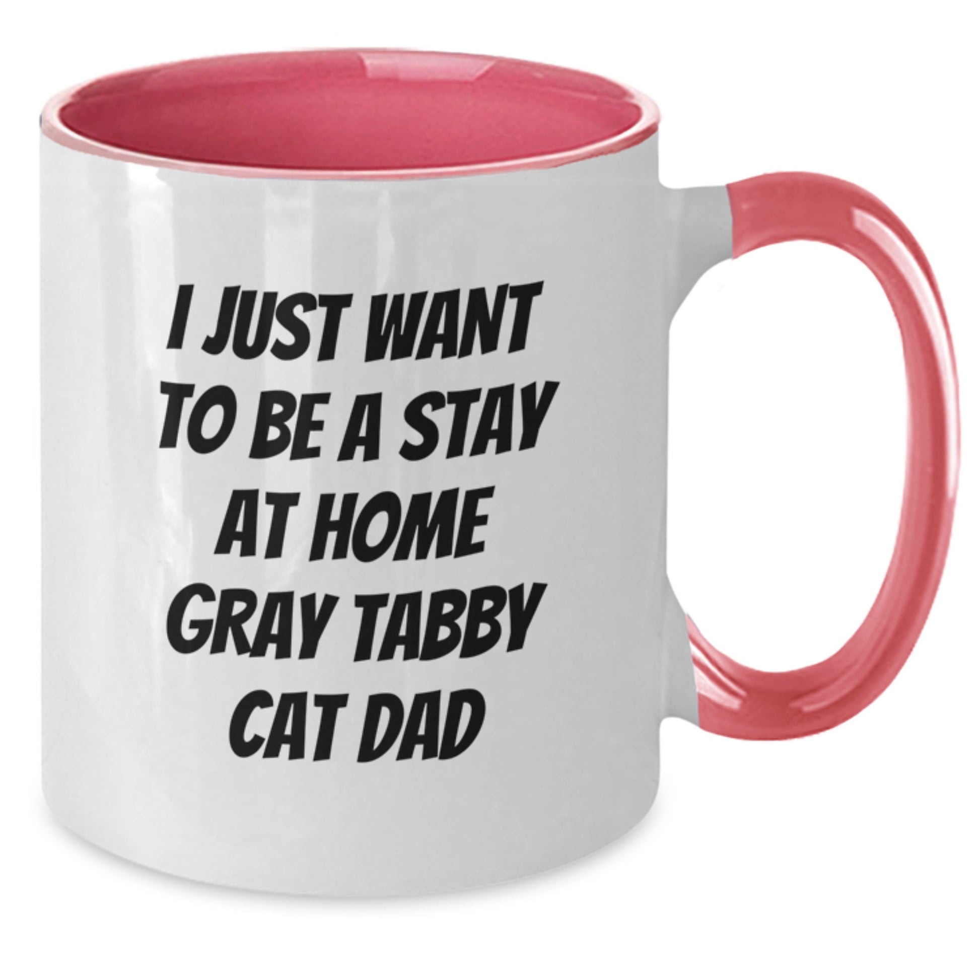 Funny Gray Tabby Cat Dad Gifts from Men to Friends for Graduation Unique Gifts, I Just Want To Be A Stay At Home Gray Tabby Cat Dad Two Tone Coffee Mug, Gifts for Gray Tabby Cat Lovers - Additional