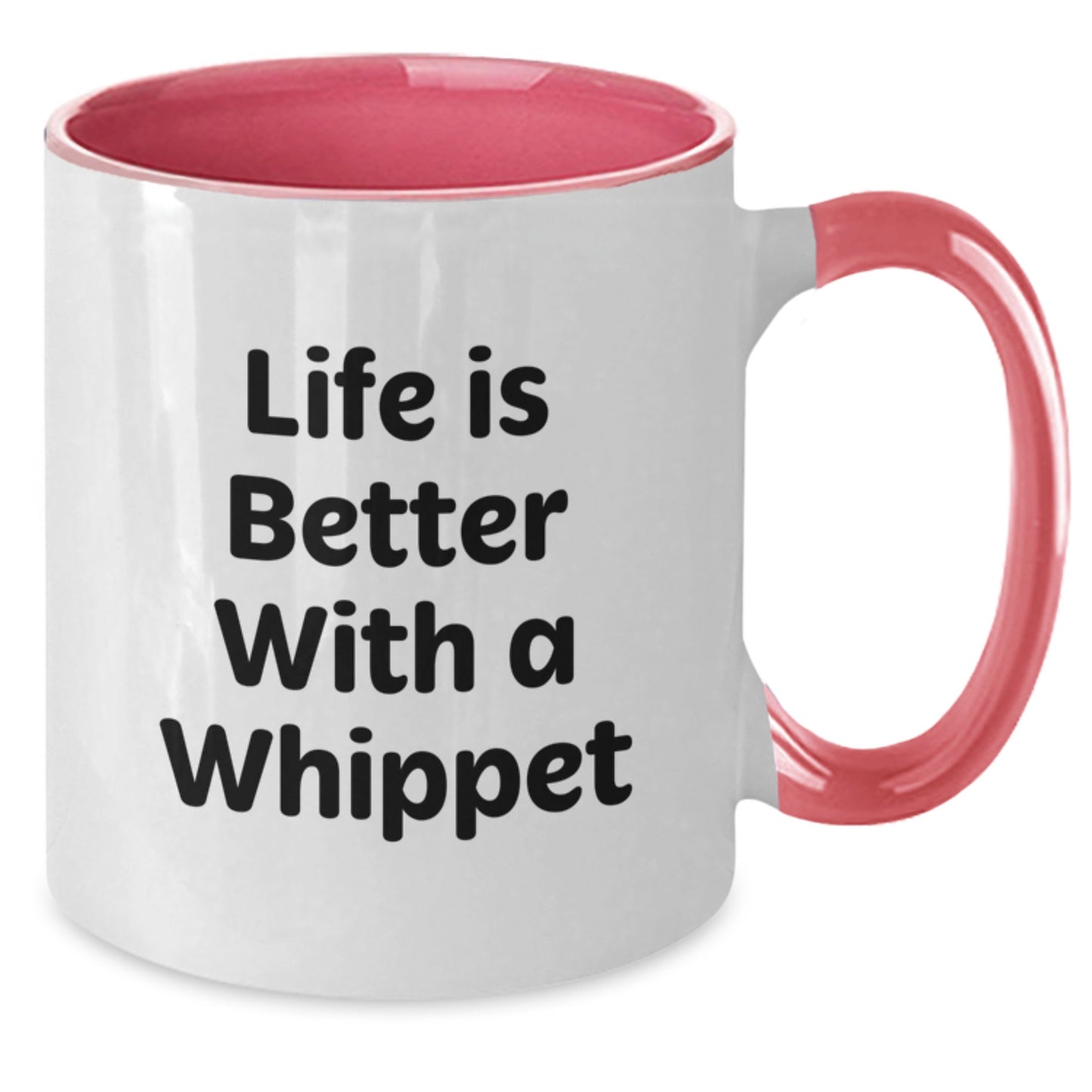 Whippet Dog Lovers Gifts from Friends and Family for Whippet Dog Birthday Unique Mugs Funny Quote Life Is Better With A Whippet Red And White Two Tone Coffee Mug - Additional