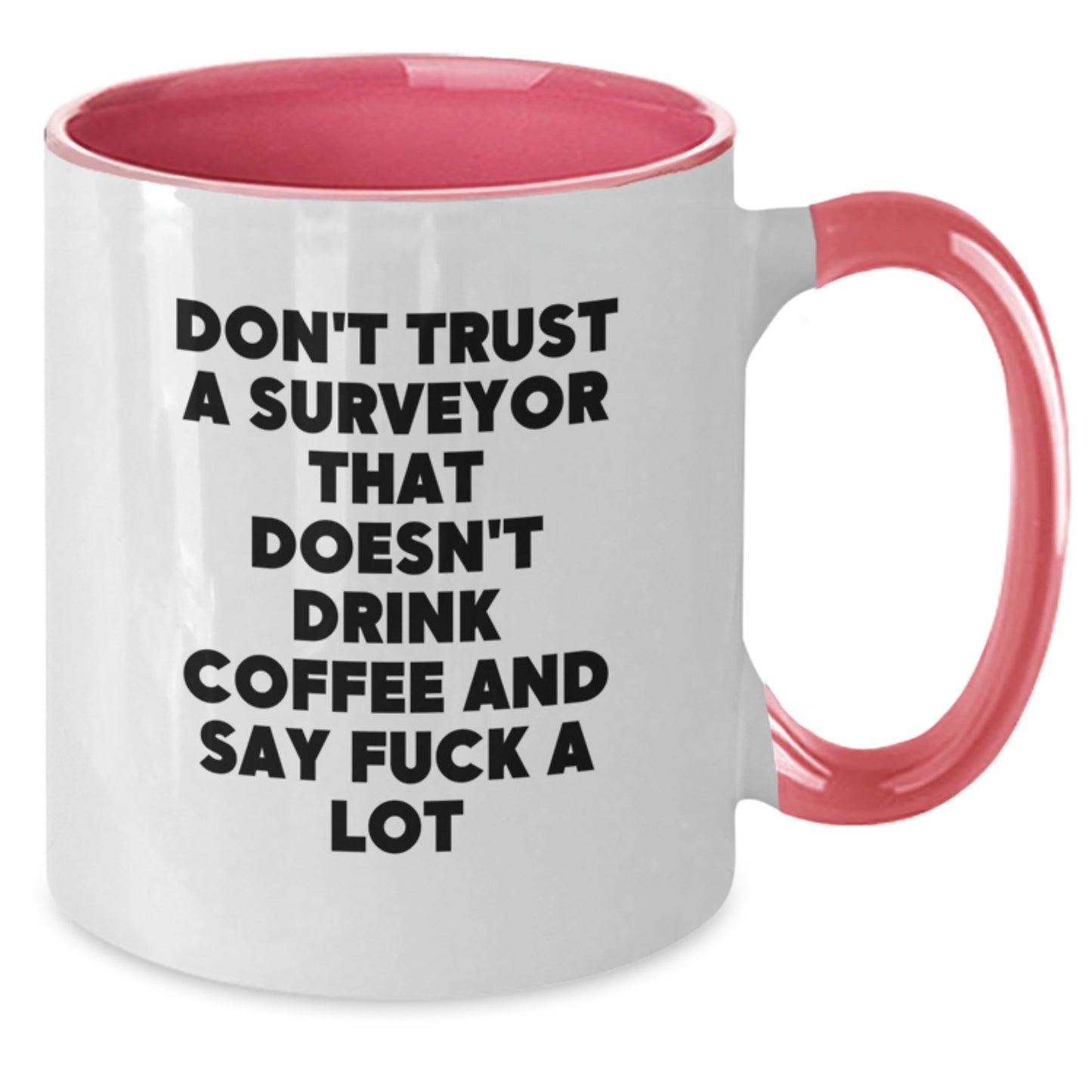 Funny Surveyor Gifts from Friends to Men - 'Don't Trust A Surveyor That Doesn't Drink Coffee And Say F--k A Lot' Two Tone Coffee Mug for Birthday Unique Gifts - Additional