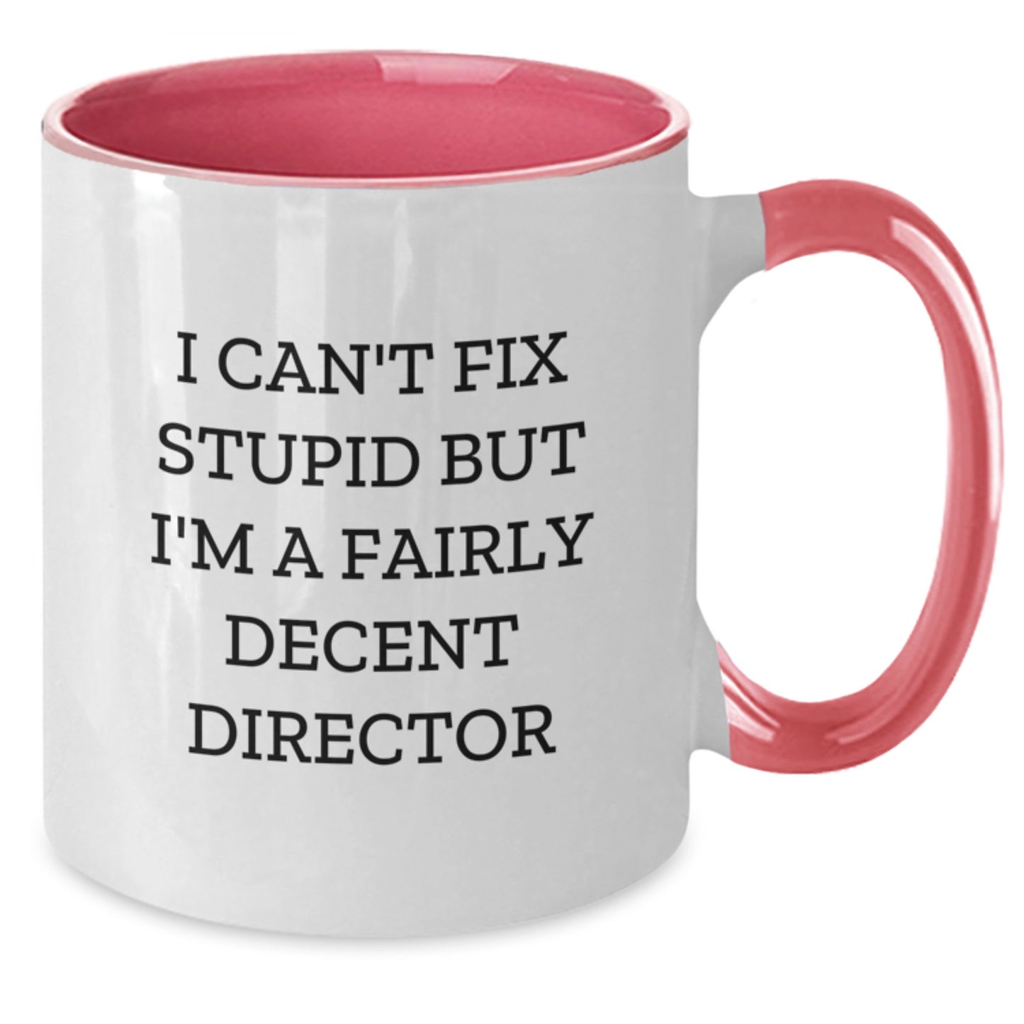 Funny Director Gifts from Men to Friends - I Can't Fix Stupid But I'm A Fairly Decent Director Two Tone Coffee Mug, Christmas Unique Gifts for Director, Two Tone Ceramic Mug - Additional