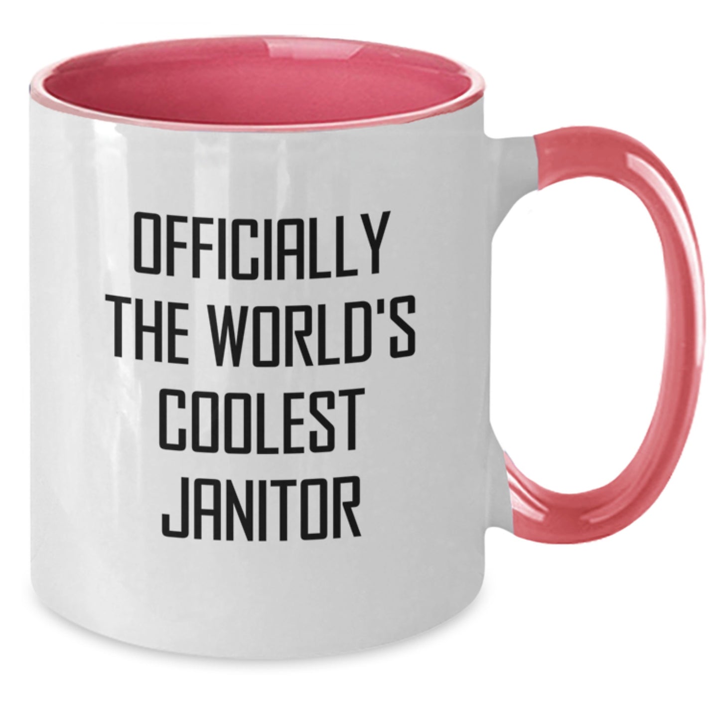 Funny Janitor Gifts - Officially The World's Coolest Janitor Two Tone Coffee Mug, Birthday Unique Gifts from Family, Friends, or Coworkers, for Janitor Man or Woman - Additional