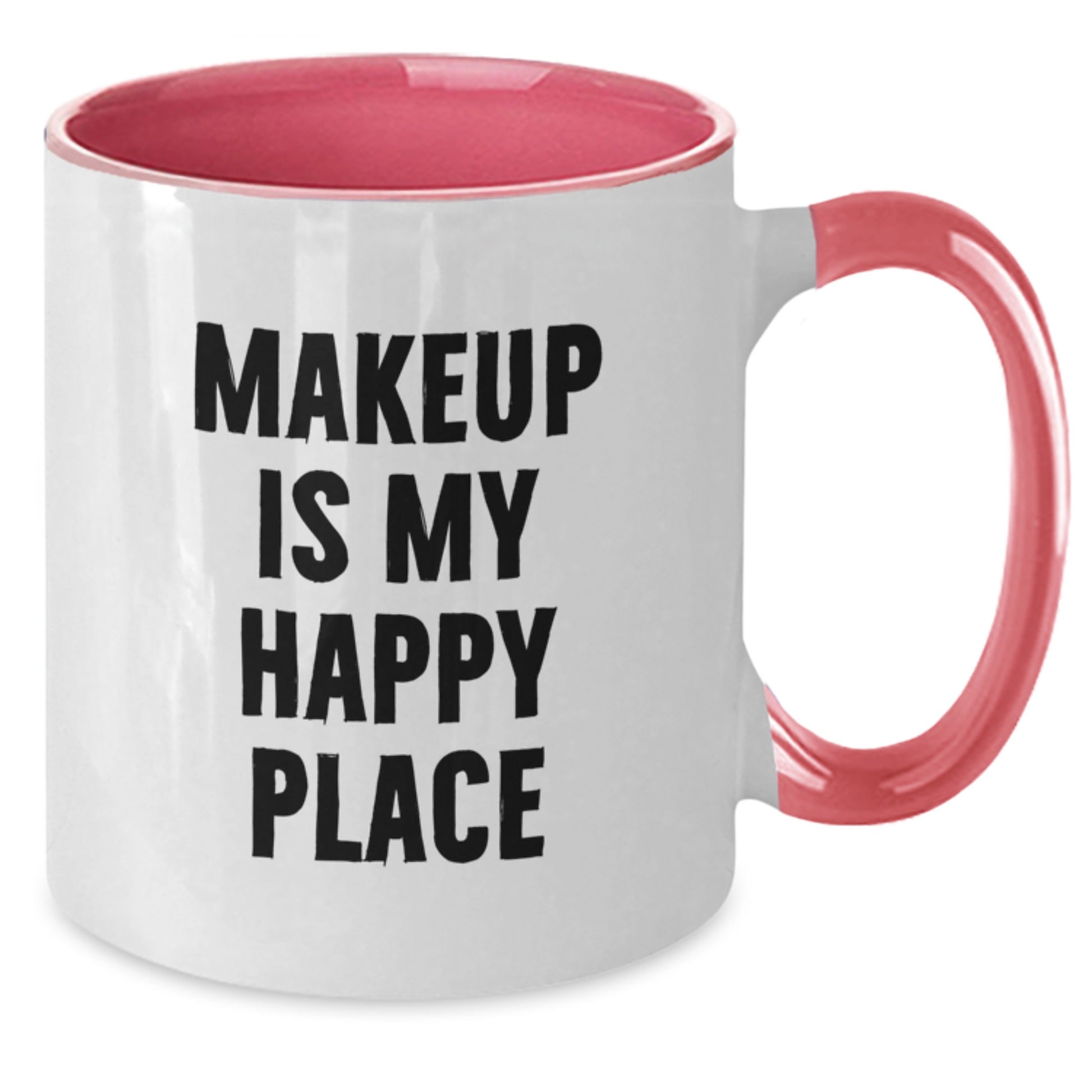 Funny Makeup Gifts for Women, Two Tone Coffee Mug, Makeup Is My Happy Place Quote, Perfect Christmas Unique Gift for Makeup Lovers, Gifts from Friends - Additional
