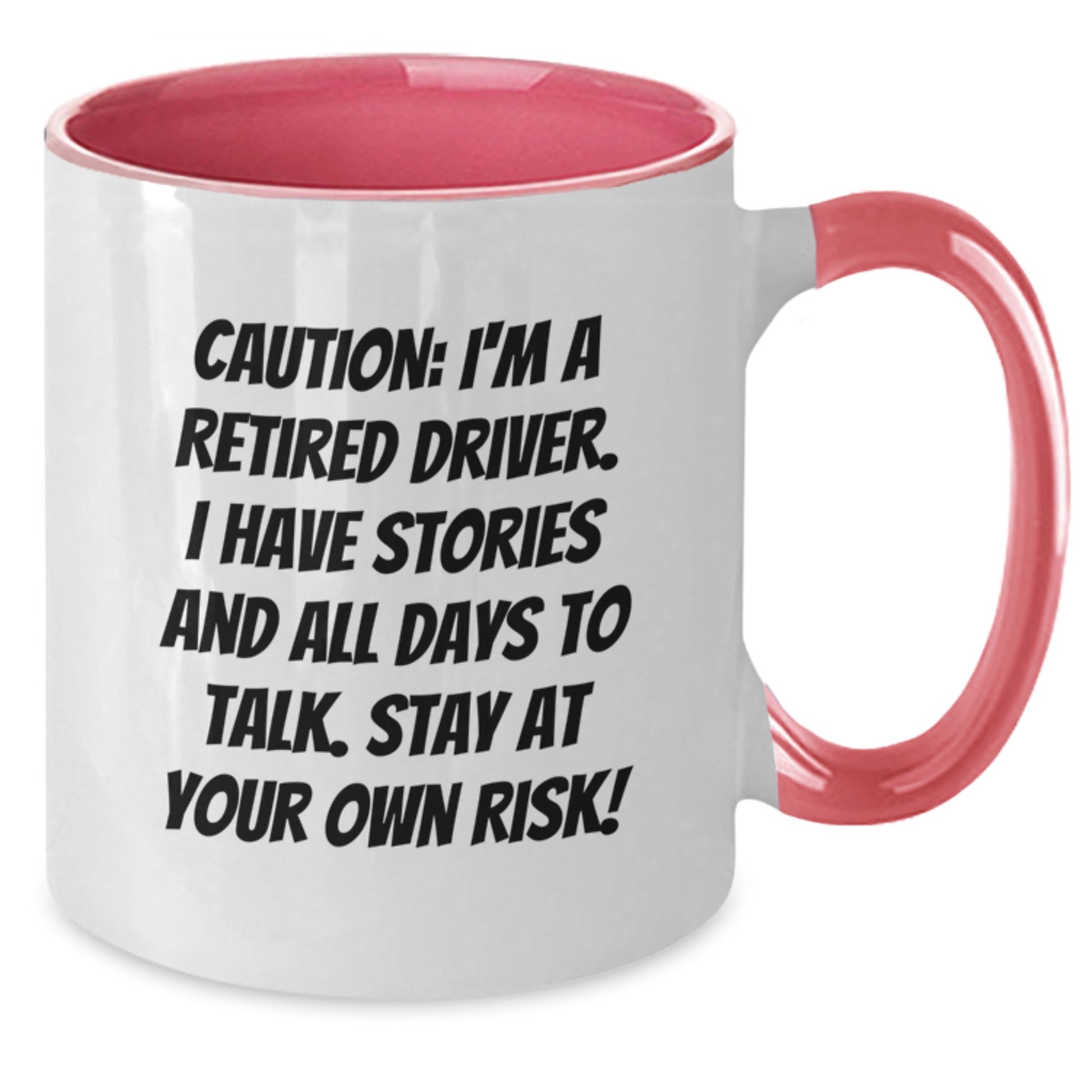 Funny Driver Gifts from Friends and Family - 'Caution: I'm A Retired Driver...'- Two Tone Coffee Mug, Birthday Unique Presents - Additional