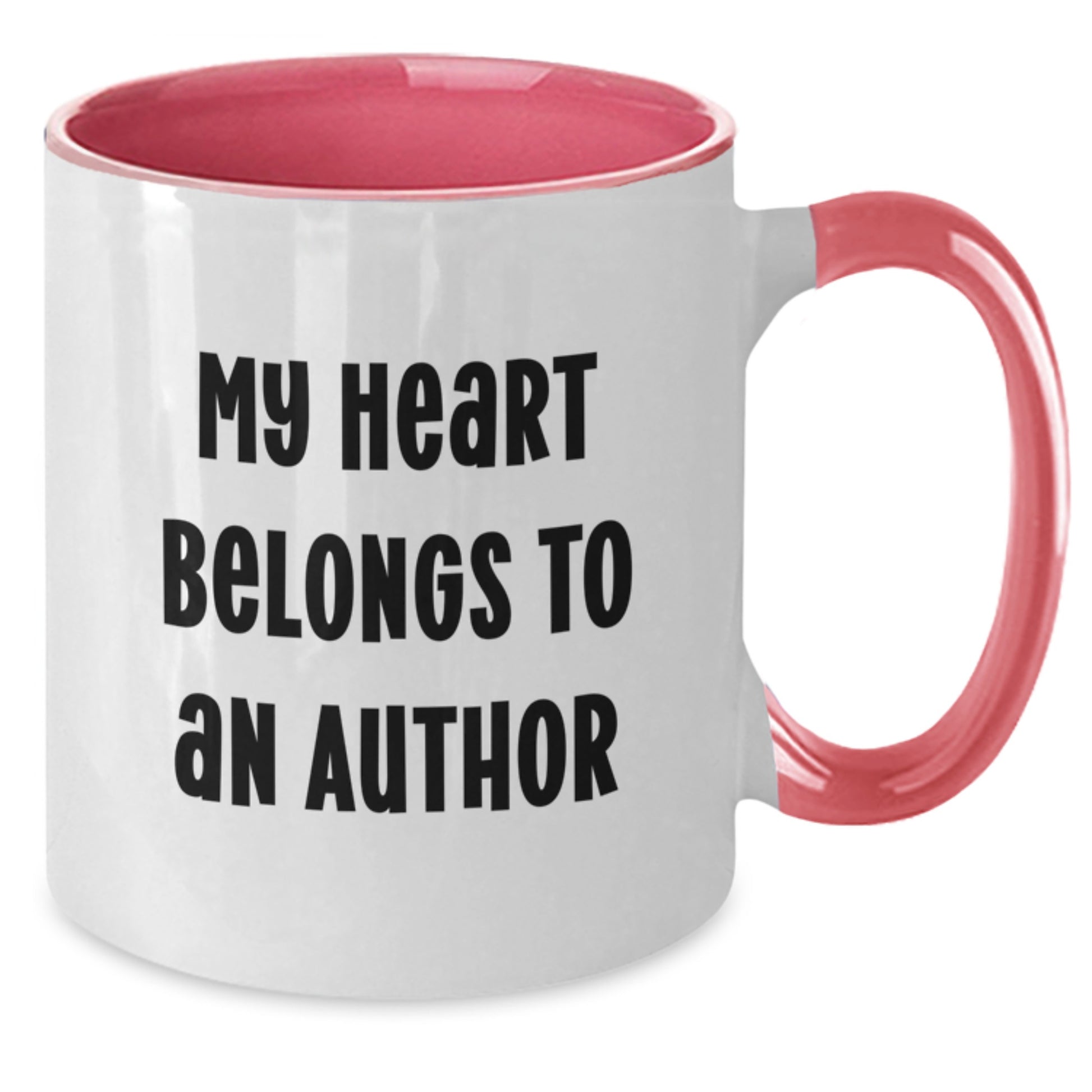 Funny Author Gifts from Friends to Author - My Heart Belongs To An Author Two Tone Coffee Mug - Birthday Unique Gifts for Author - Additional