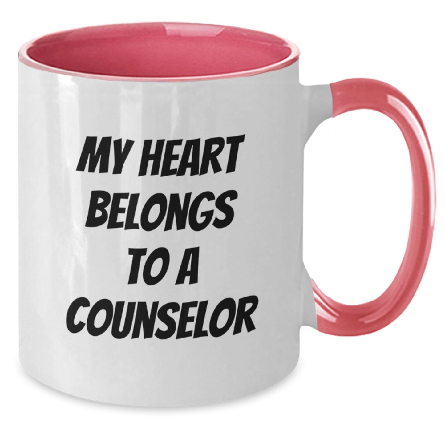 Funny Inspirational Counselor Gifts from Men to Men, Two Tone Coffee Mug, 'My Heart Belongs To A Counselor', Graduation Unique Gifts - Additional