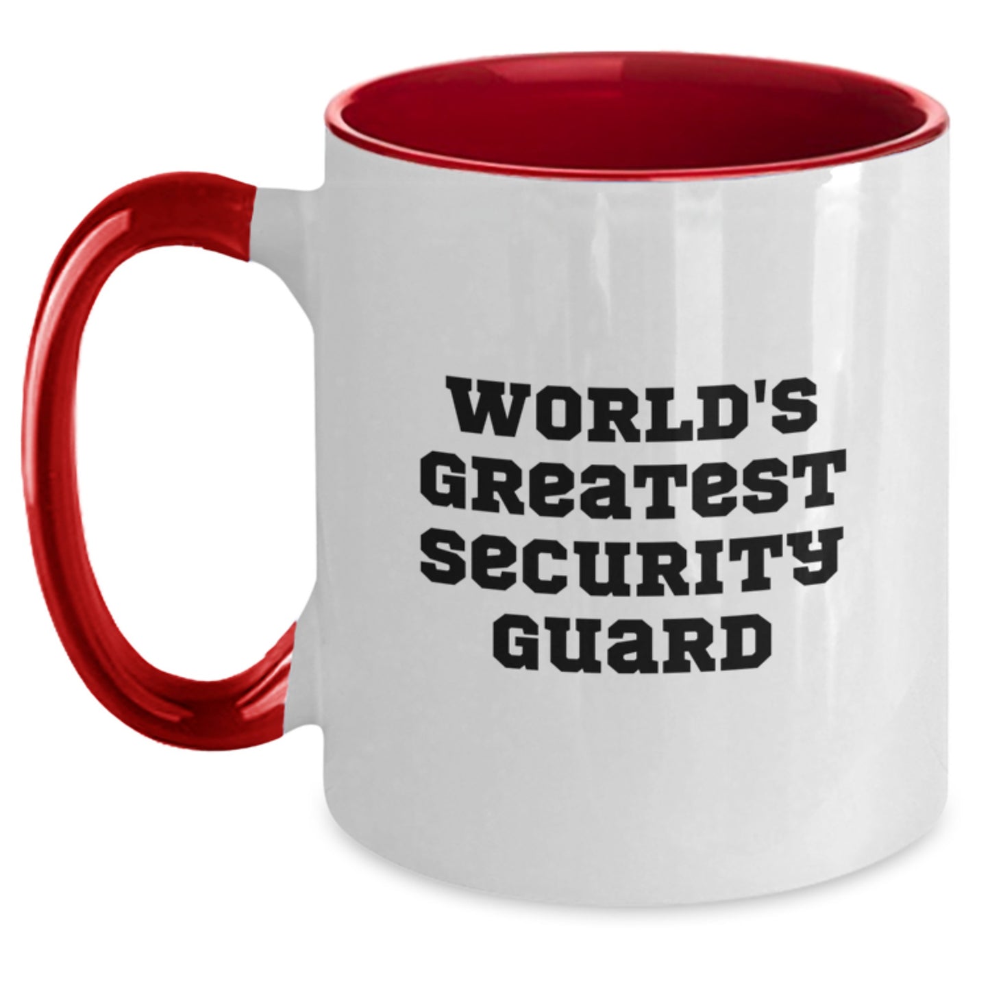 Funny Security Guard Gifts from Men to Friends - Two Tone Coffee Mug - Worlds Greatest Security Guard Quote, Christmas Unique Ideas for Coworkers - Main