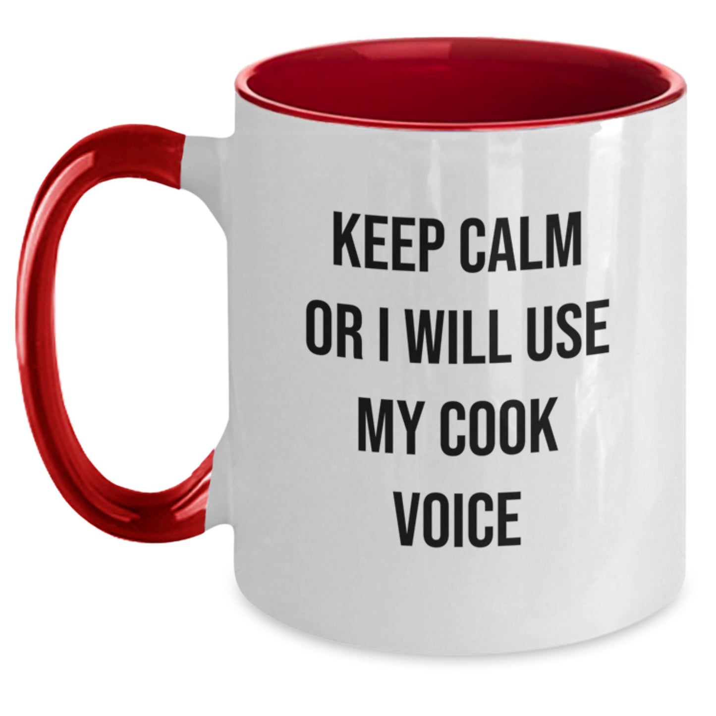 Funny Cook Gifts for Men, Christmas Unique Mugs with Keep Calm I Will Use My Cook Voice, Two Tone Coffee Mug, Funny Cook - Main
