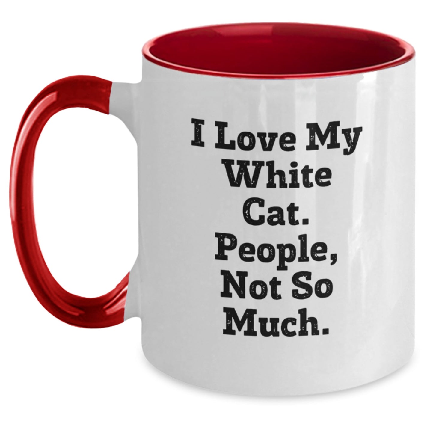 Funny White Cat Lover Gifts from Friends for Christmas Unique White Cat Two Tone Coffee Mug - Main
