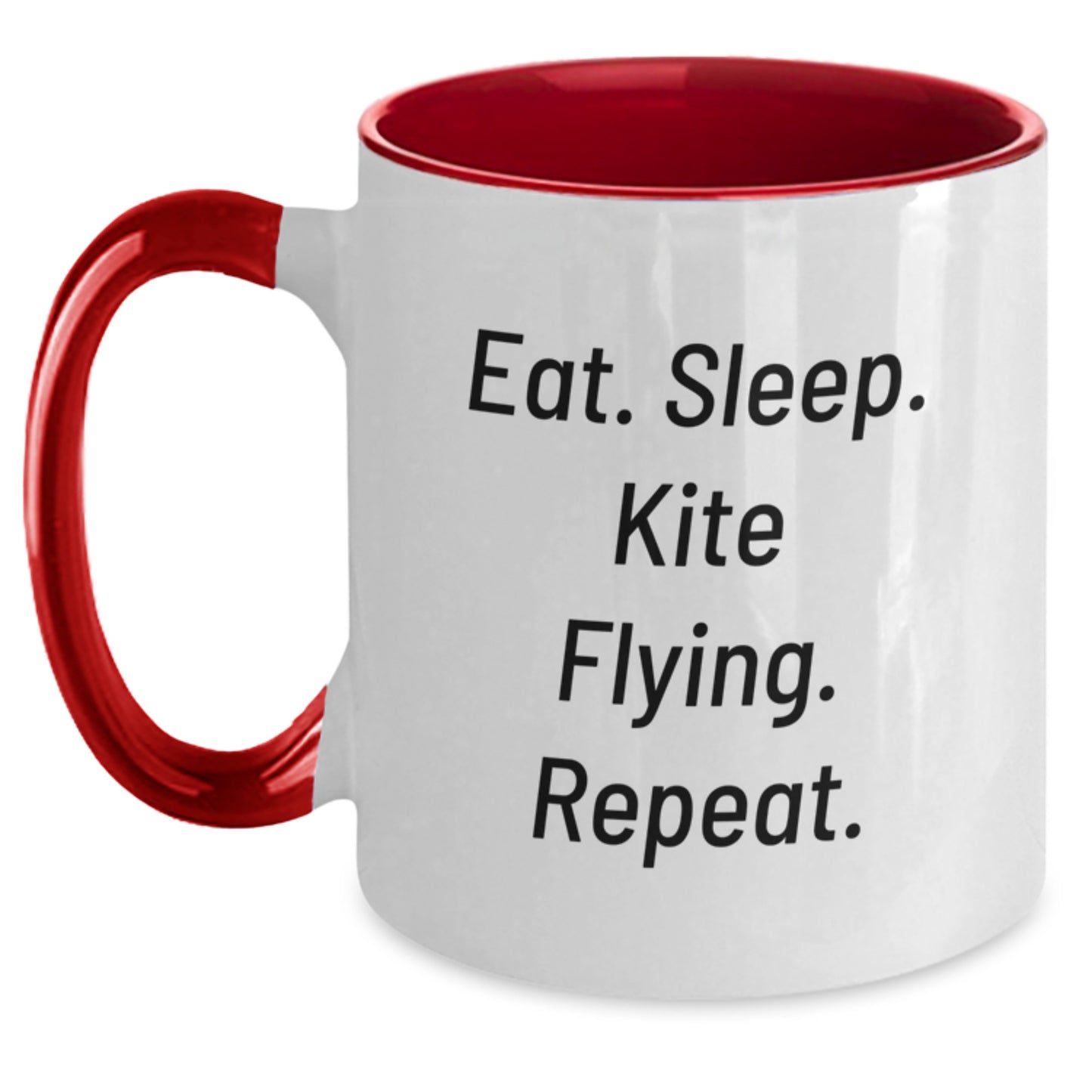 Kite Flying Fun Gifts from Family for Kite Flying Graduates, Eat. Sleep. Kite Flying. Repeat. Two Tone Coffee Mug, FunnyQuote - Main