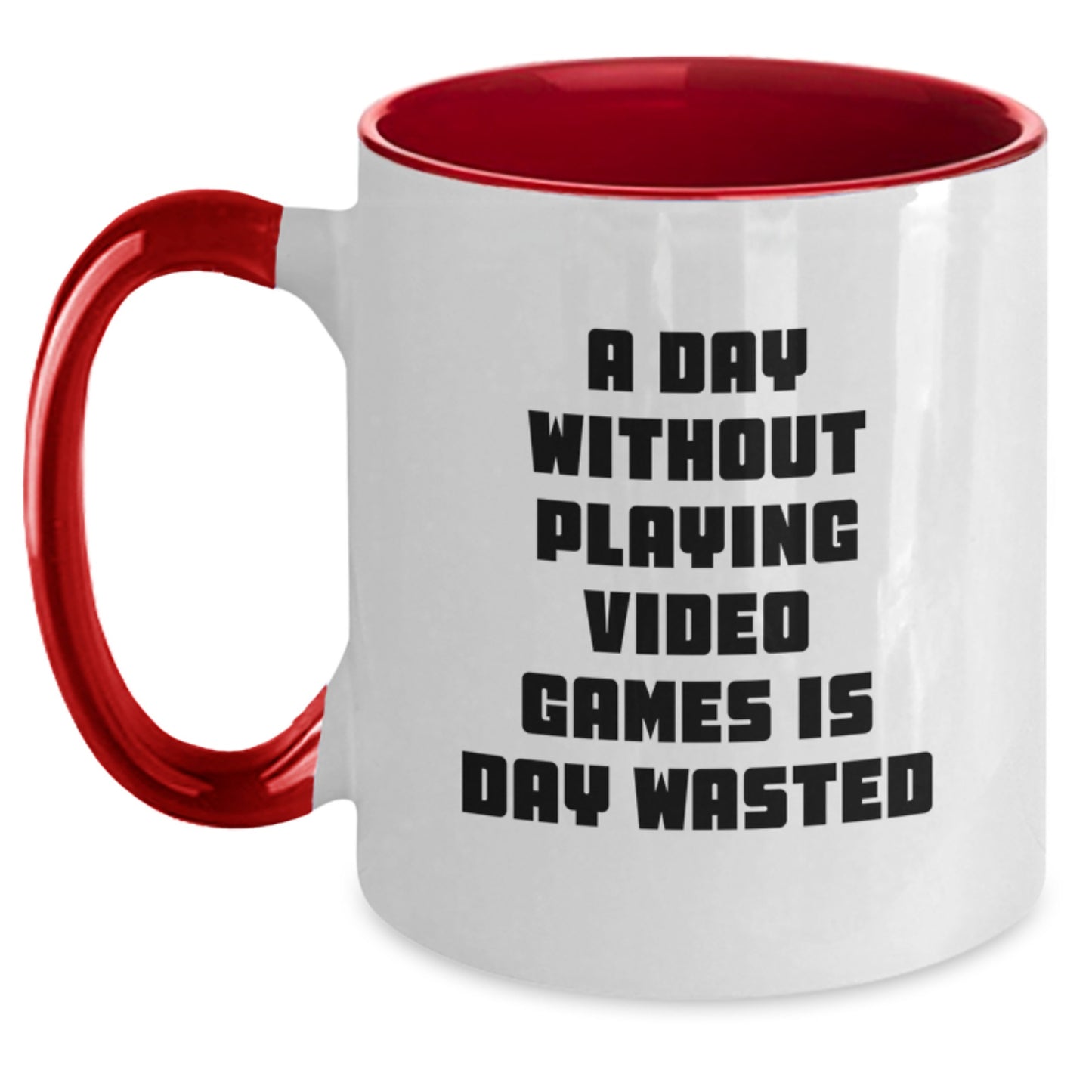 Funny Coffee Mugs for Playing Video Games Enthusiasts, Gifts from Friends for Birthday Unique Presents, Two Tone Mug, A Day Without Playing Video Games Is Day Wasted - Main