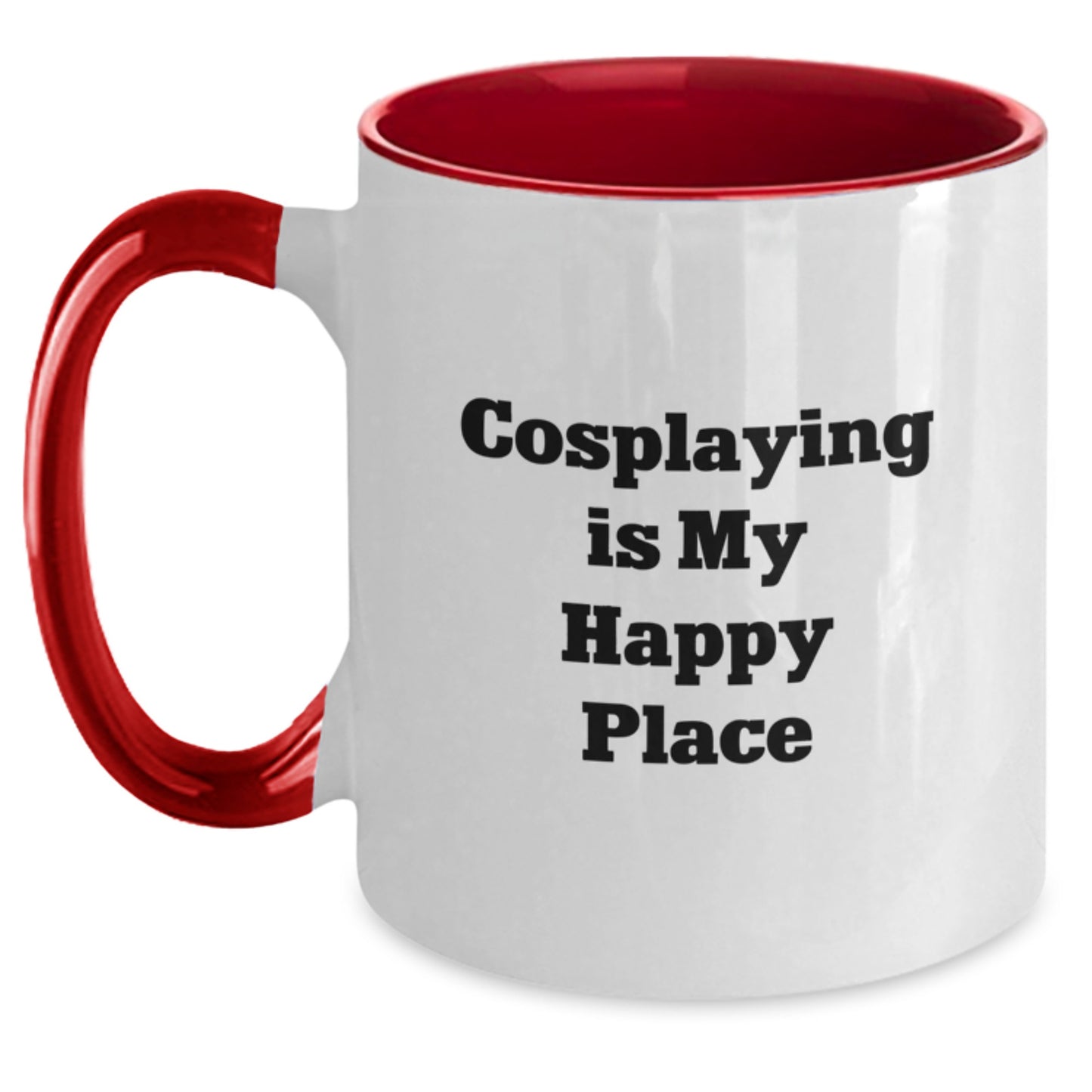 Funny Cosplaying Gifts for Men from Friends on Birthday Two Tone Coffee Mug - 'Cosplaying Is My Happy Place' - Main