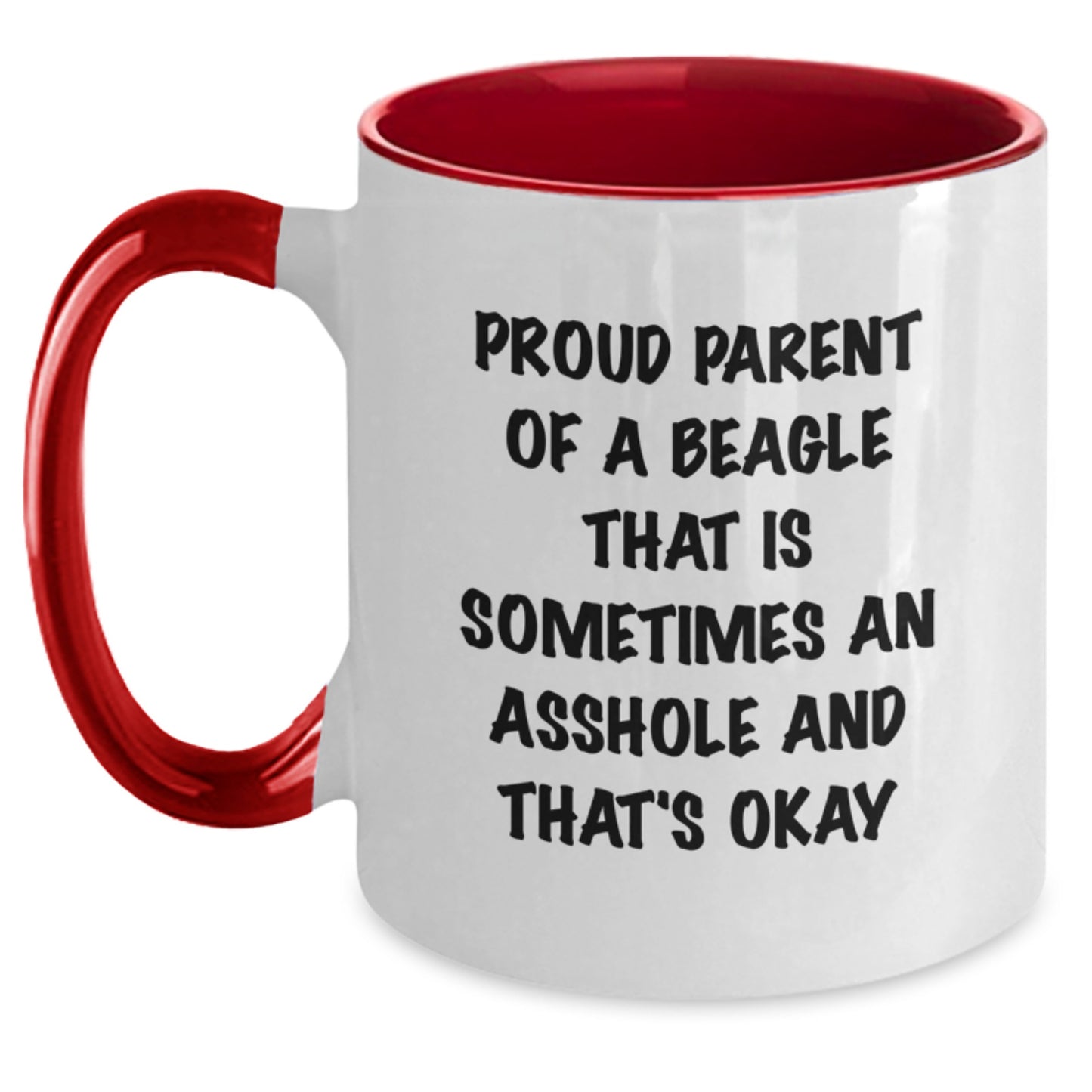 Beagle Dog Lover Funny Gifts from Mom to Daughter Two Tone Coffee Mugs for Beagles with Proud Parent Quote - Main