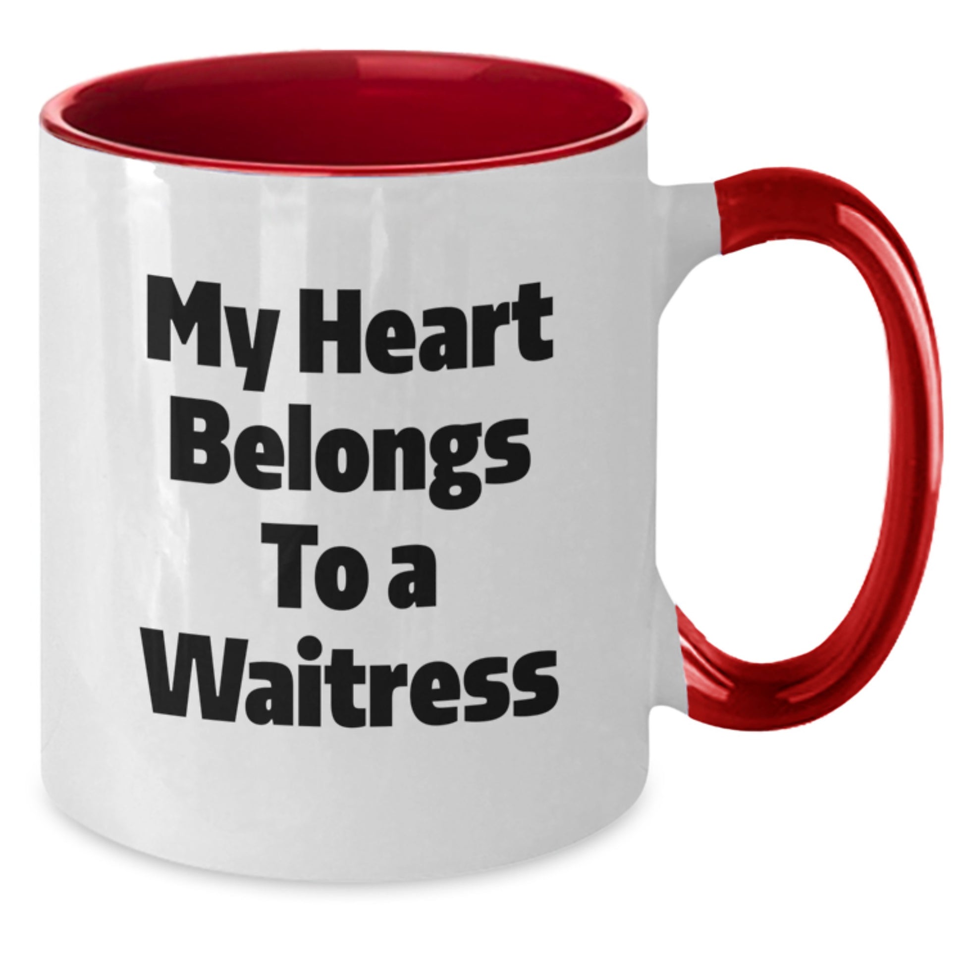 Funny Waitress Gifts for Graduation - Two Tone Coffee Mug, My Heart Belongs To A Waitress Quote Gifts from Friends to Waitress - Additional