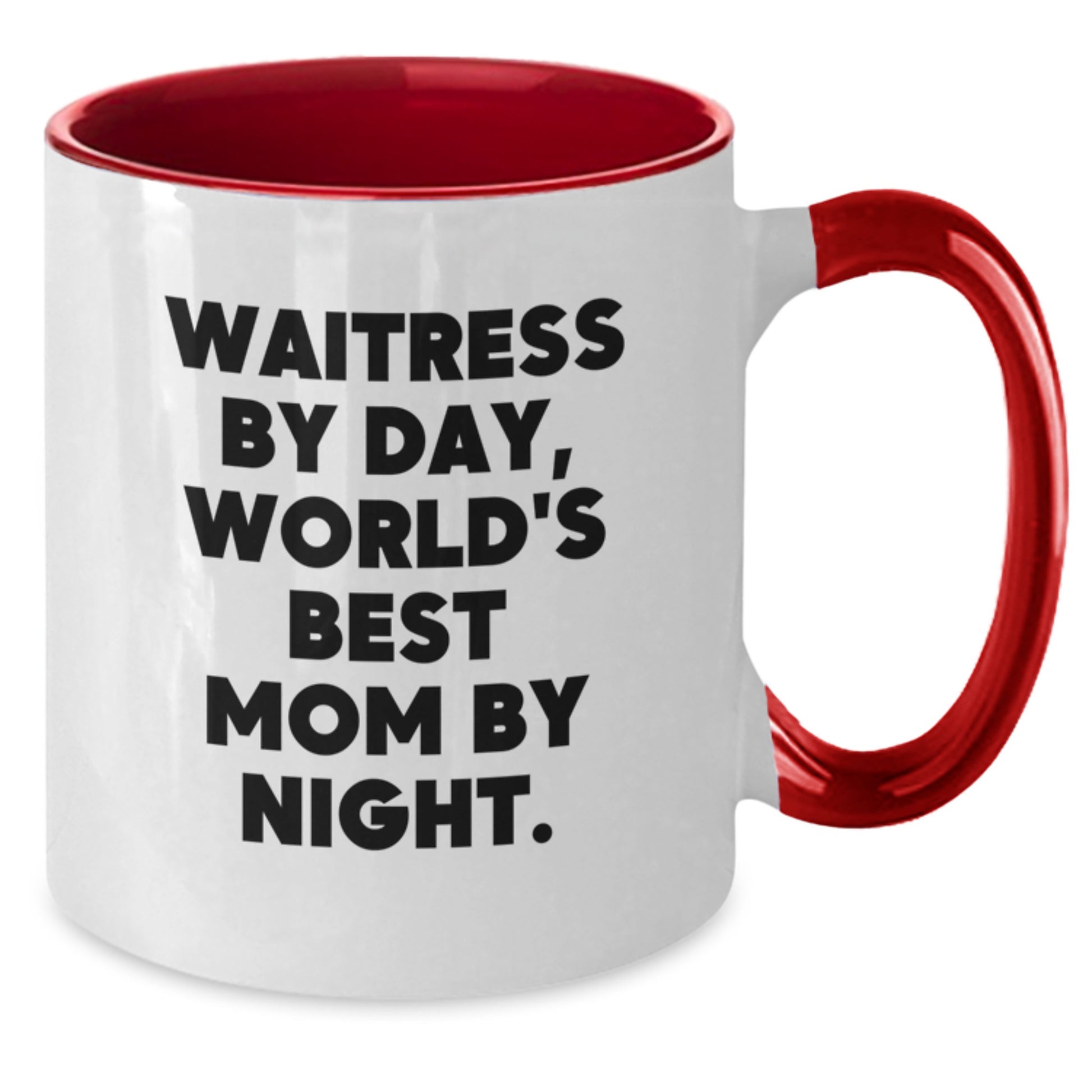 Funny Waitress Gifts from Men to Waitress Best Mom, Unique Birthday Unique Gifts for Her, Two Tone Coffee Mug with 'Waitress By Day, World's Best Mom By Night.' Quote - Additional