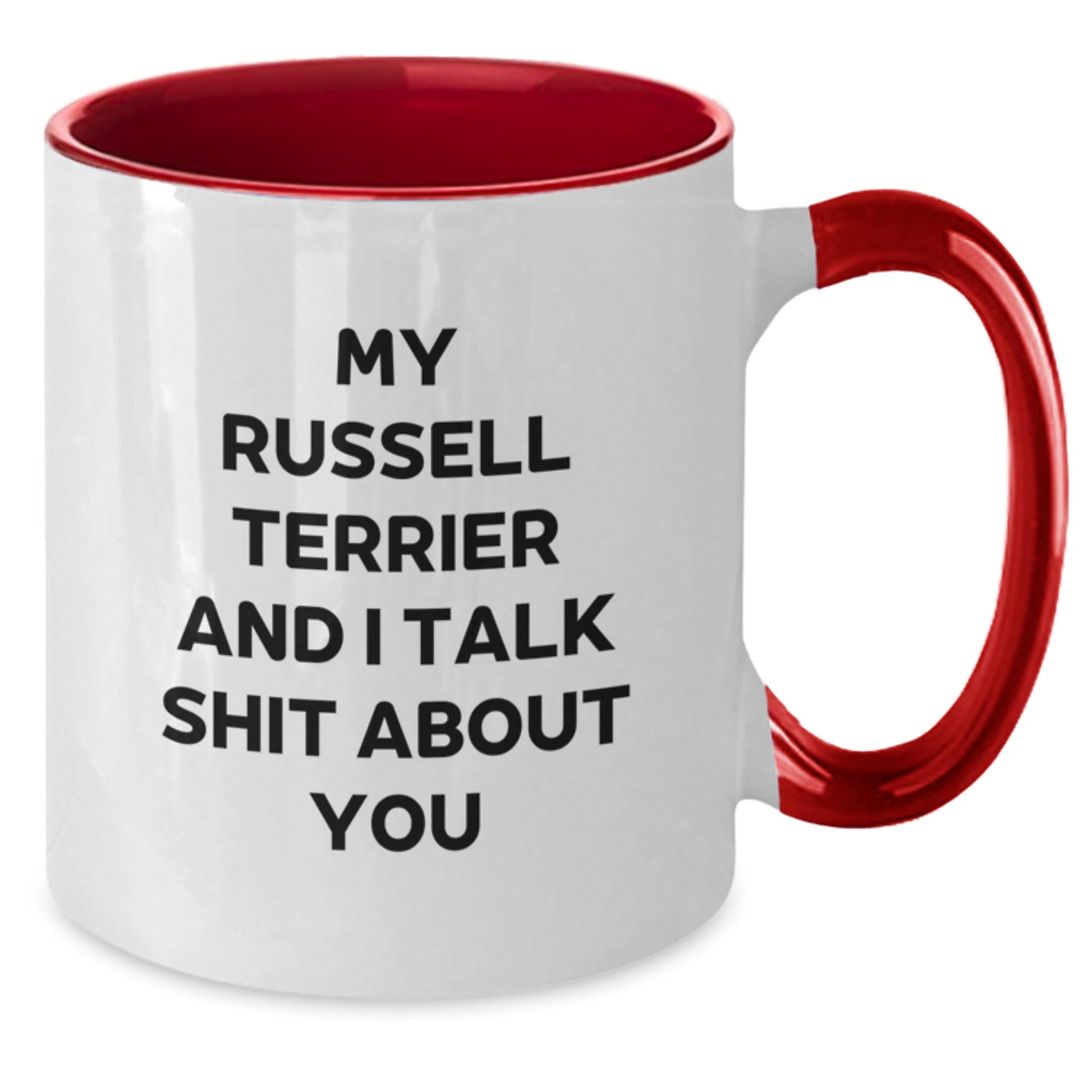 Funny Russell Terrier Dog Gifts from Men to Friends, Russell Terrier Dog Lover Two Tone Coffee Mug, Russell Terrier Dog Father's Day Unique - Additional